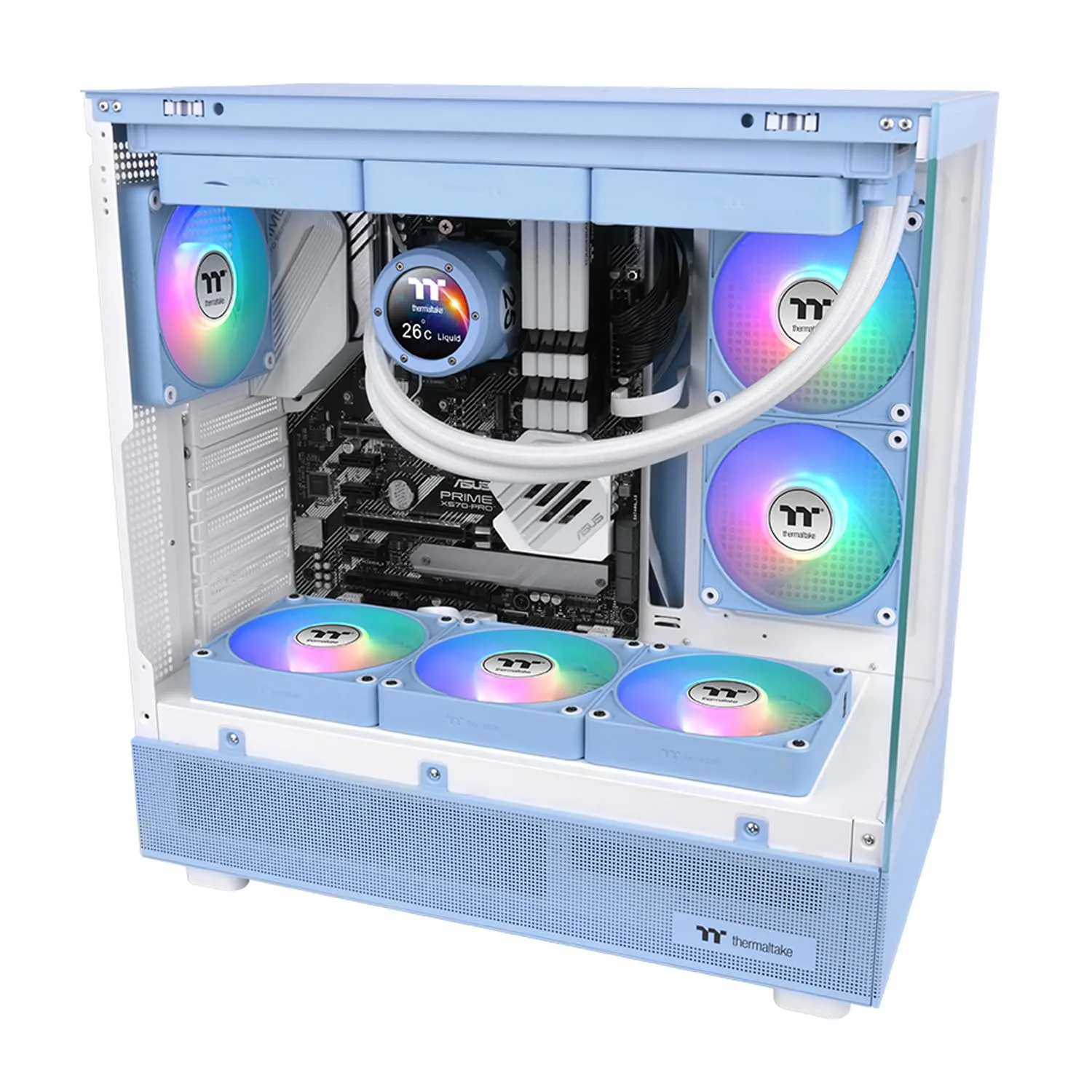 Thermaltake CT120 EX ARGB PC Cooling Fan Hydrangea Blue 3-Fan Pack, Magnetic Connection, 5V Motherboard Sync, 16.8 Million Colors 9 Addressable LEDs, 120 mm Case/Radiator Fan, CL-F196-PL12BU-A