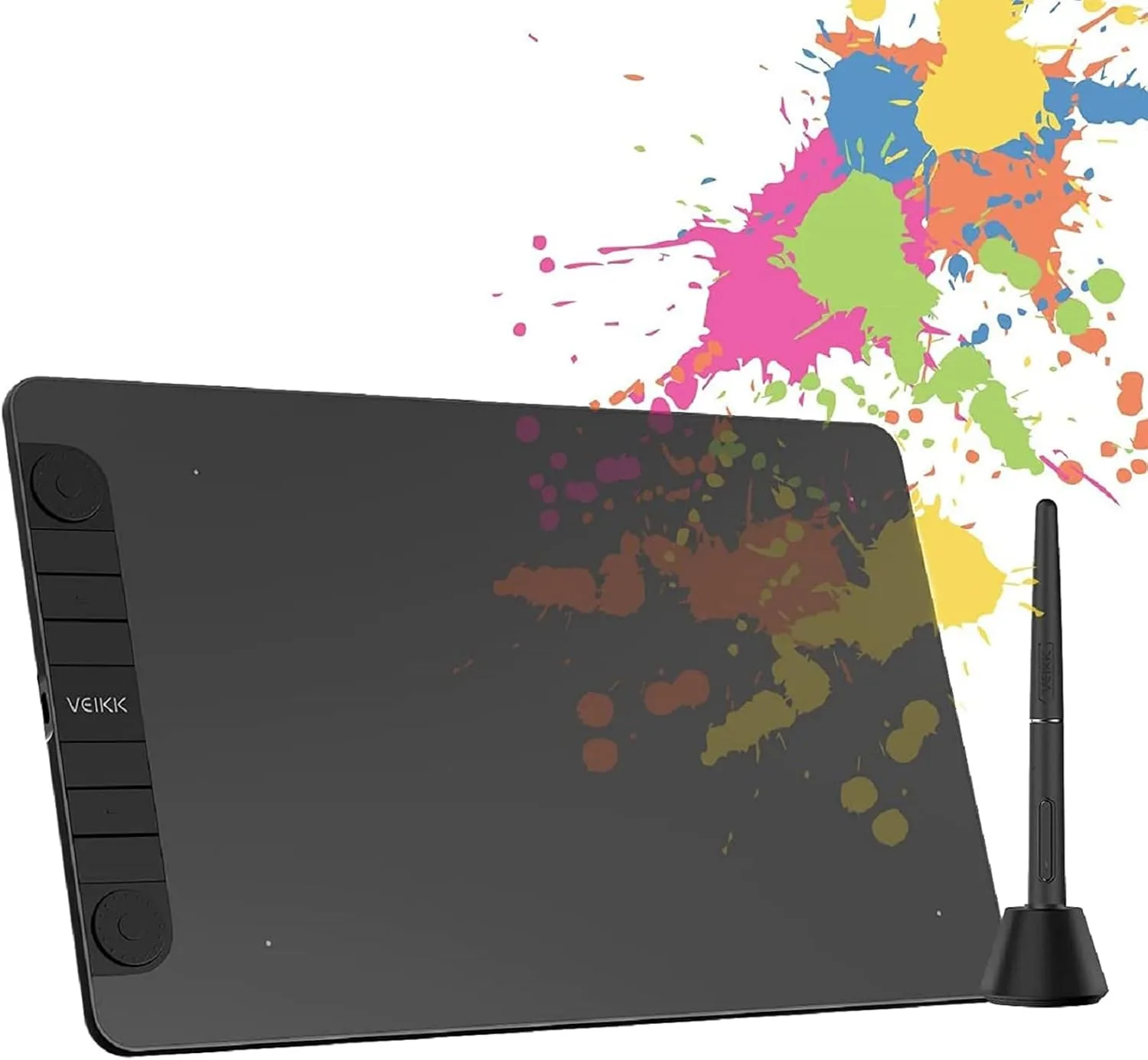 VEIKK VK1060PRO V2 Drawing Tablet, 10 x 6 Inch Graphics Pen Tablet with 8 Shortcut Keys, 8192 Levels Battery Free Supports Tilt Function, Work for Digital Art Drawing, Designing