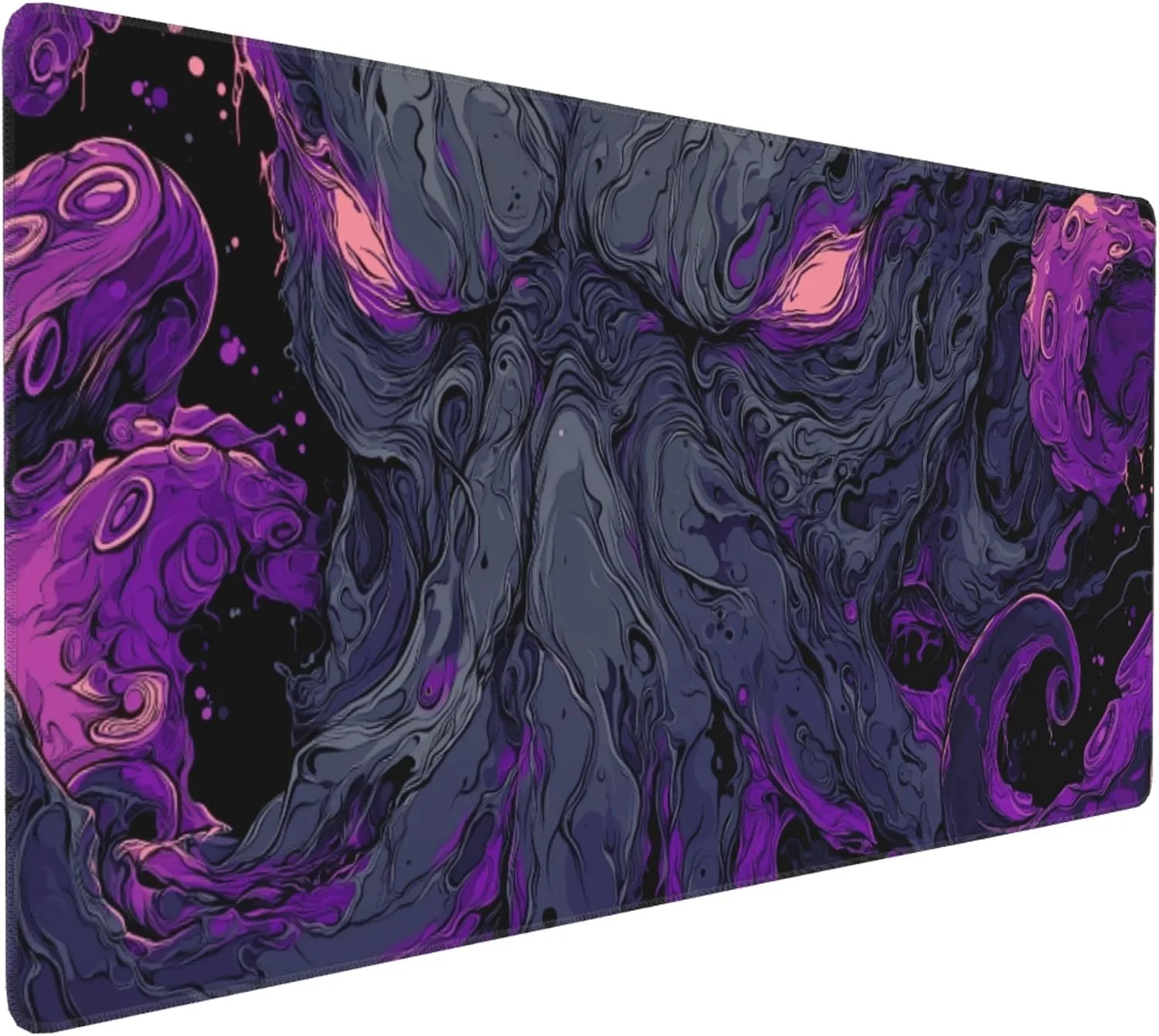 Large Gaming Mouse Pad with Purple Octopus Abstract Art Design, 35.4" x 15.7", for Gaming, Office and Travel