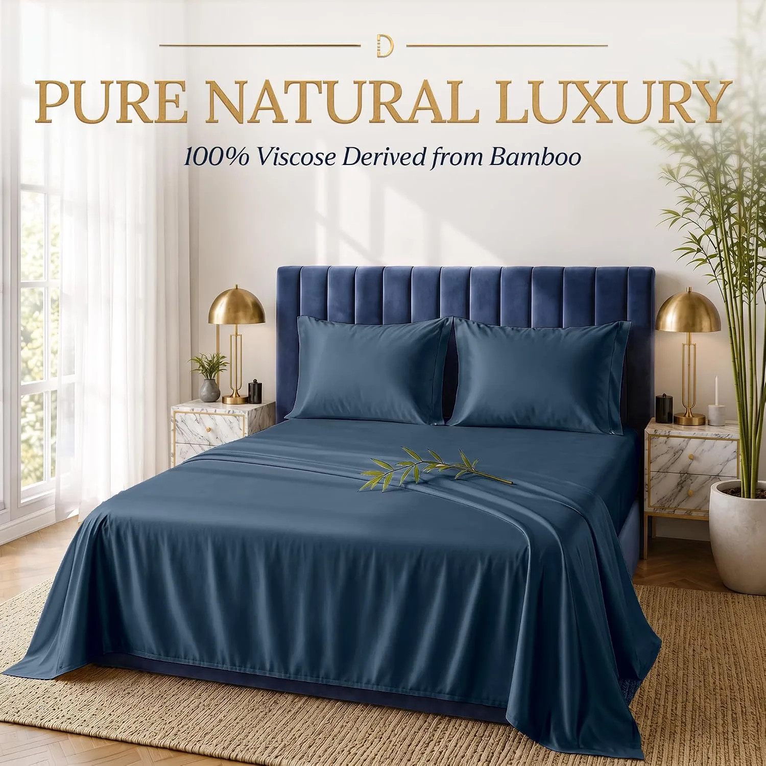 DECOLURE 100% Viscose from Bamboo Sheets Twin Size | 3 Pc Cooling Bed Set