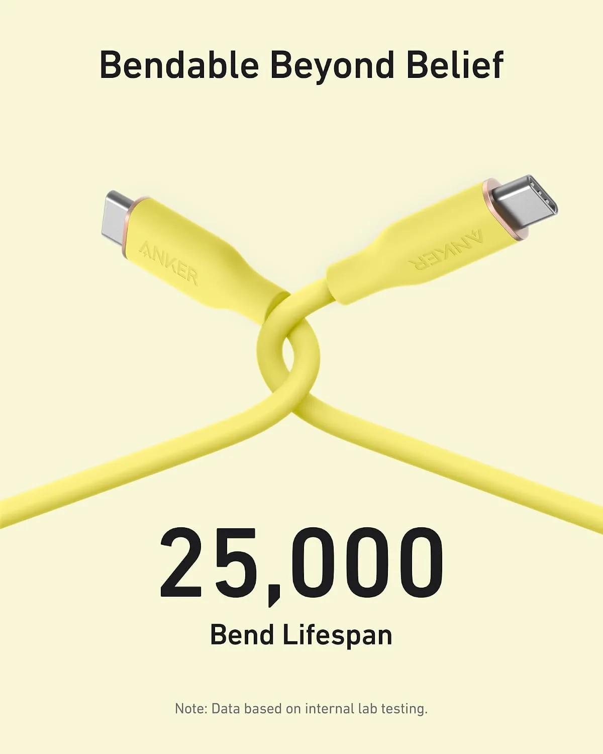 Anker USB C Cable, 240W Type C Fast Charging Cord (1-Pack, 6 ft, Yellow)