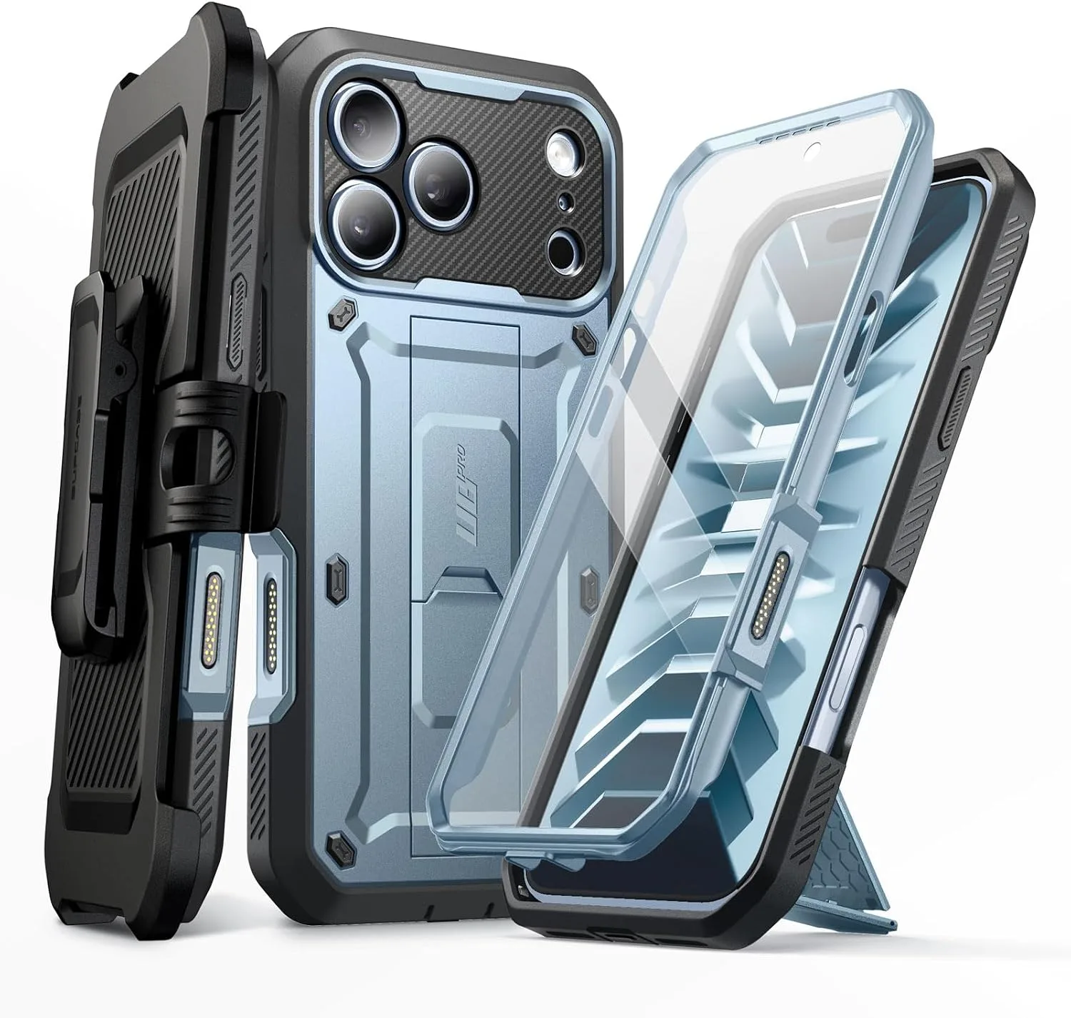 SUPCASE for iPhone 18 Pro Case / 17 Pro Case with Belt Clip, Glacier Blue