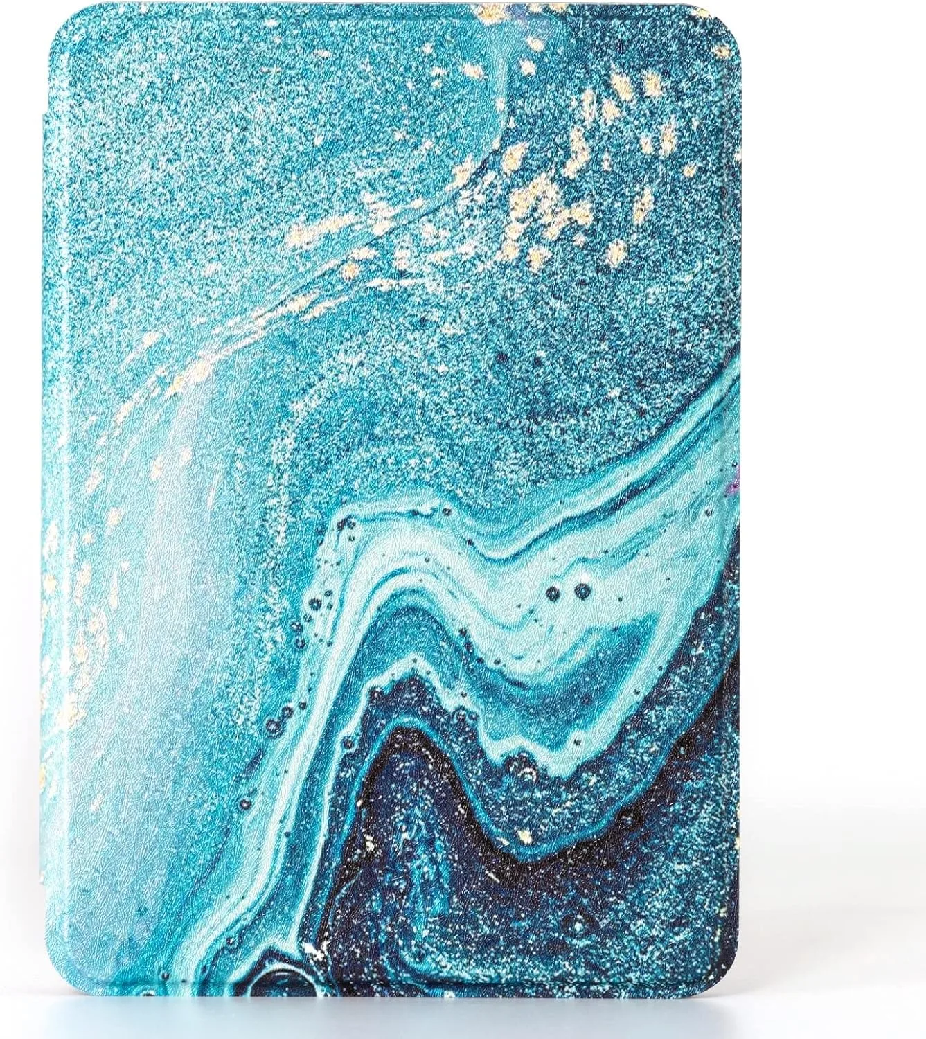CoBak Case for All New TCL 6 Inch E-Reader 2024 and 2022 (11 Generation) - PU Leather Smart Cover, Auto Sleep and Wake,Teal Golden Flow Marble