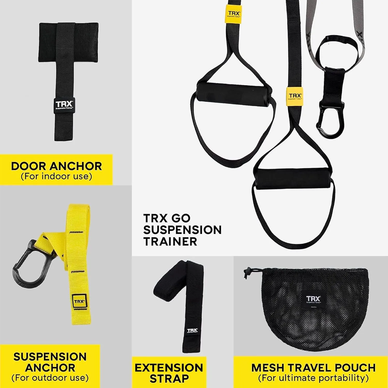 TRX GO Suspension Trainer, At Home, Portable Gym Workout, For Strength Training, Full Body Exercise Equipment