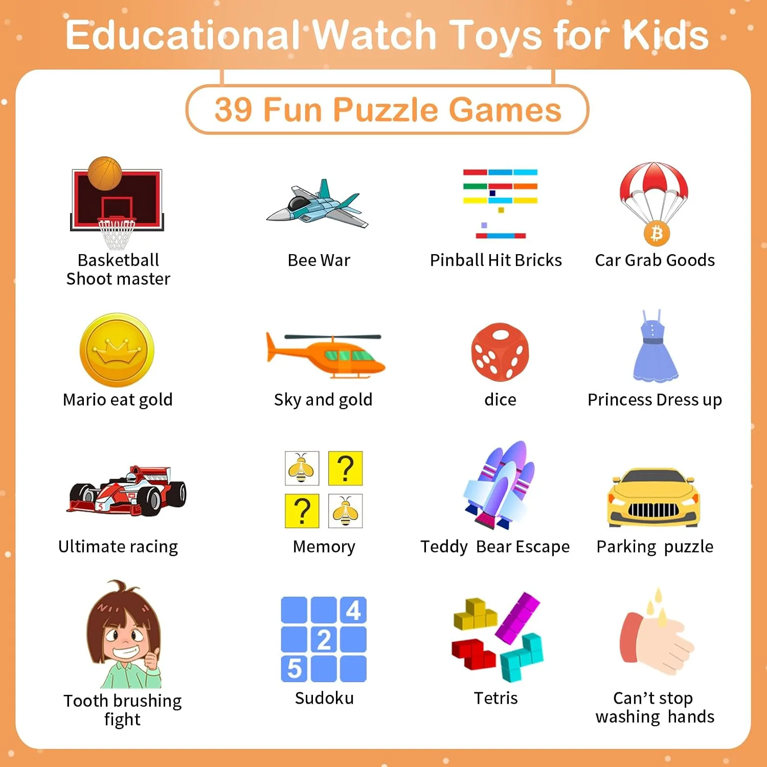 Smart Watch for Kids, Kids Smart Watch with 39 Puzzle Games Camera Video