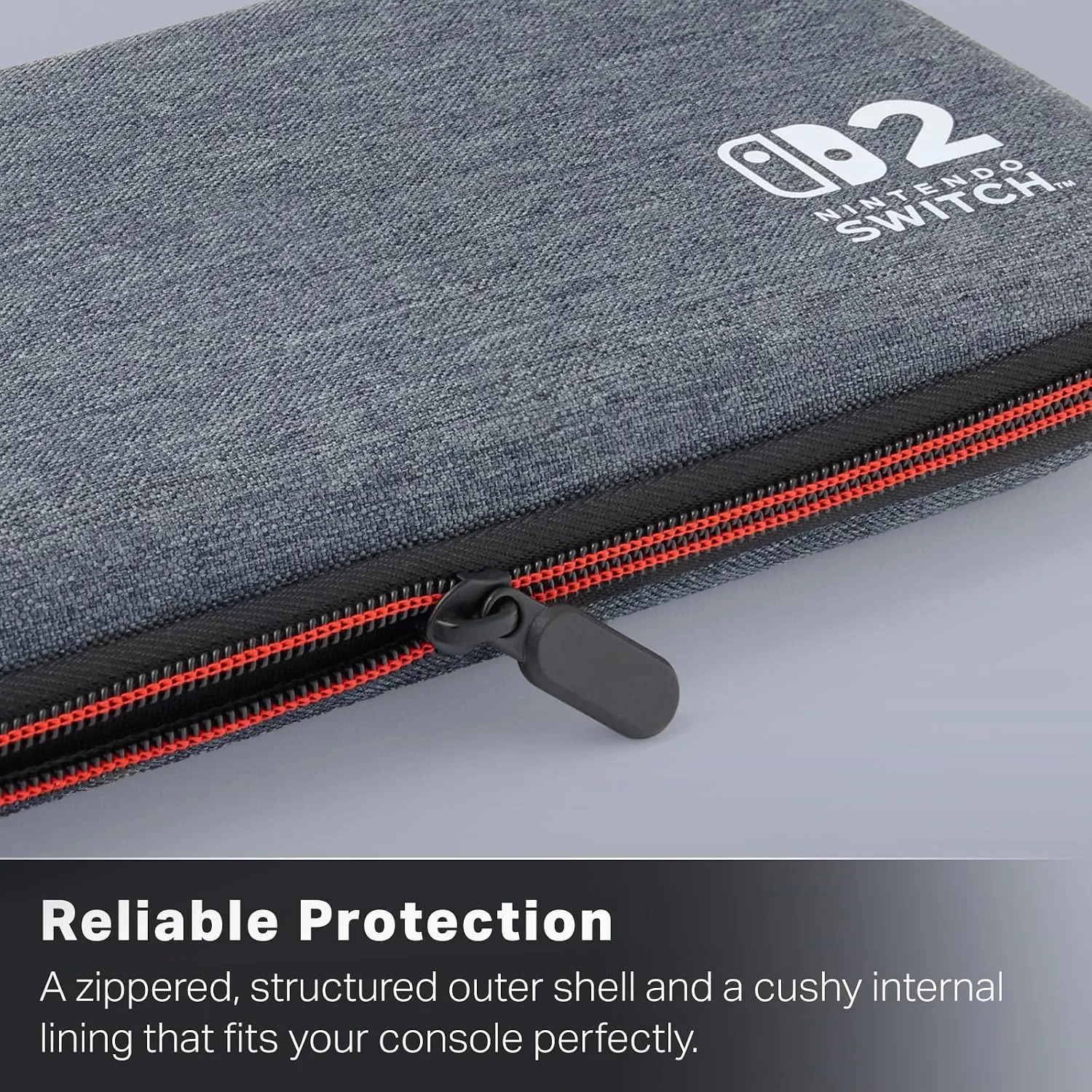 PowerA Slim Case for Nintendo Switch 2 - Dark Heather Grey, Officially Licensed, Protective Case, Holds 10 Game Cards, Padded Screen Protector, Built-in Play Stand