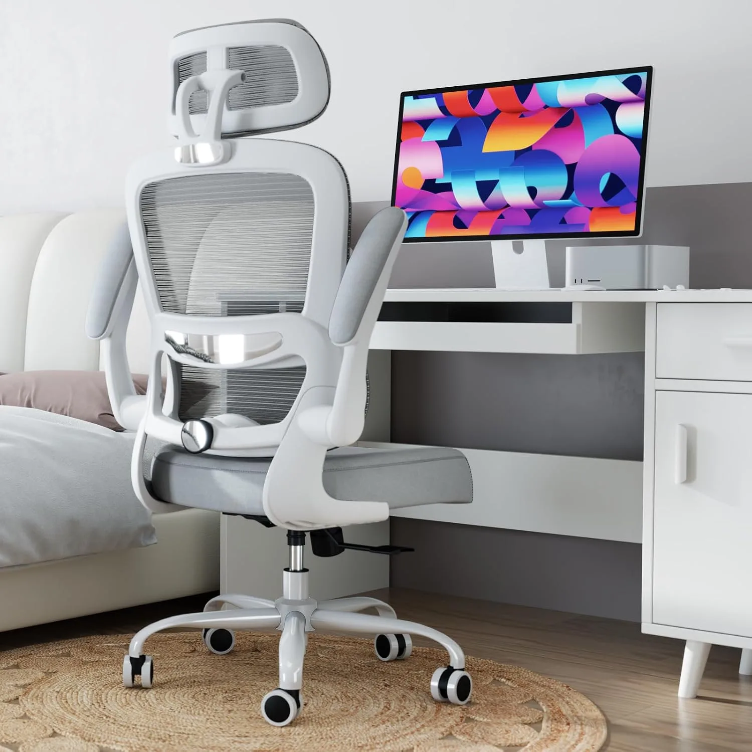 TRALT Office Chair Ergonomic Desk Chair with Lumbar Support Grey, 1