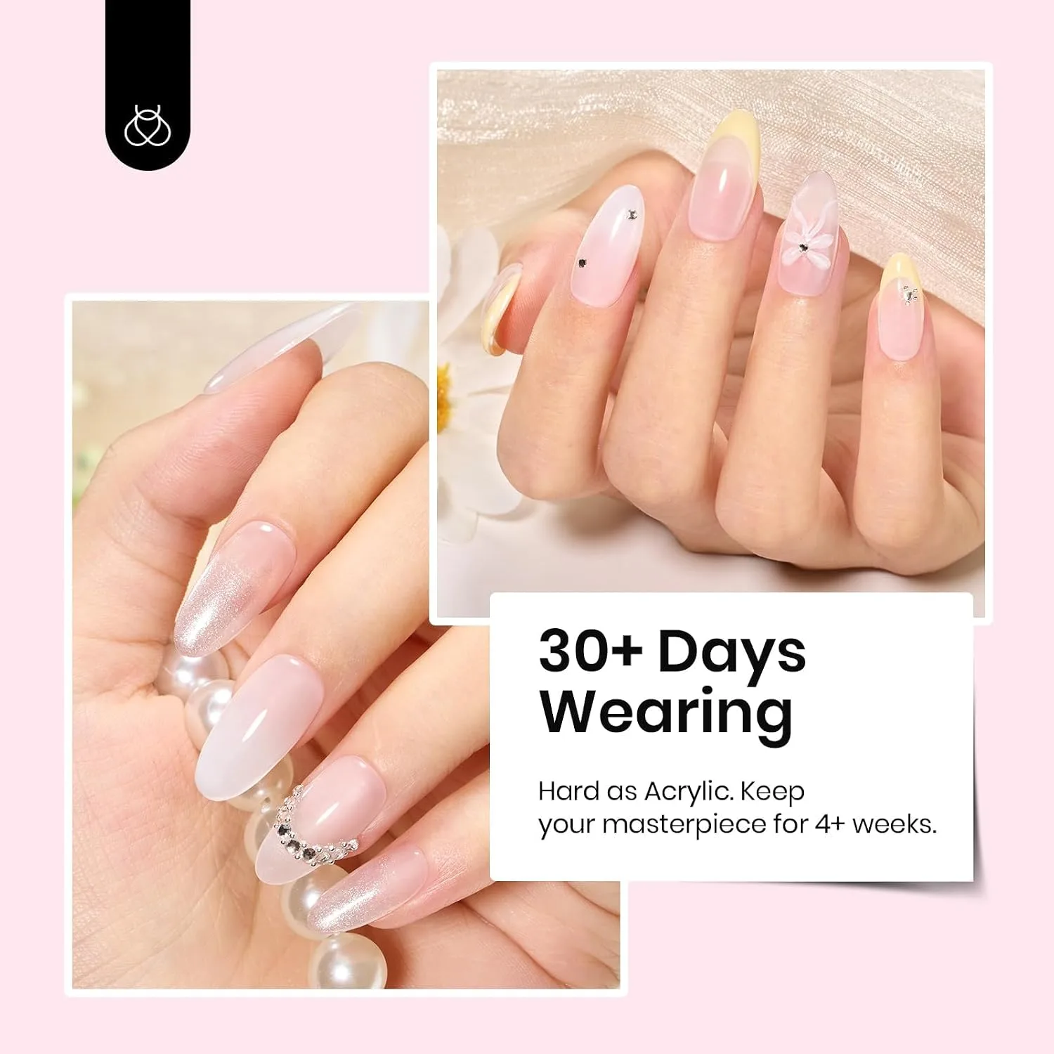 Beetles Hard Gel for Nails Nude Pink, 1 oz 9 in 1 Pink Builder Nail Gel