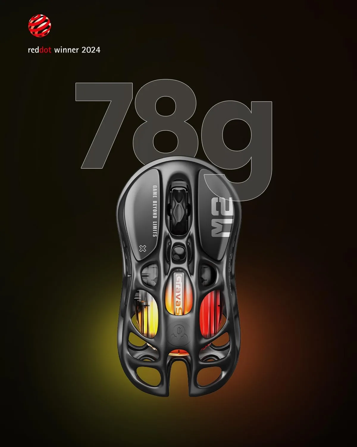 GravaStar Mercury M2 Wireless Gaming Mouse with 5 Dynamic Lightsync RGB