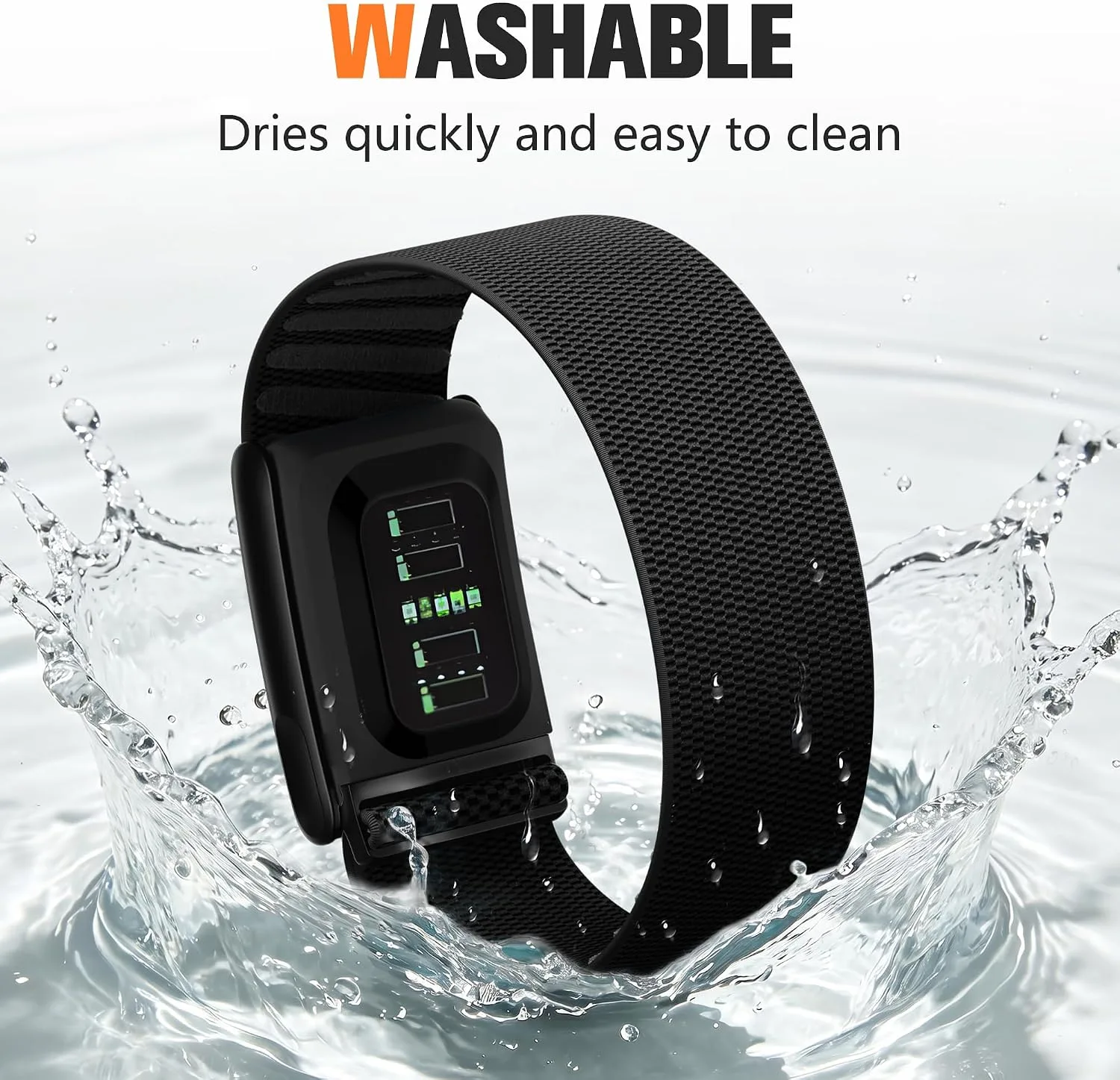 Getino Sport Band Compatible with Whoop 5.0 Bands One, Peak and Life/MG, Breathable Adjustable Elastic Replacement Soft Nylon Strap Accessories for Whoop Band 5.0 Fitness Tracker, BlackBlack