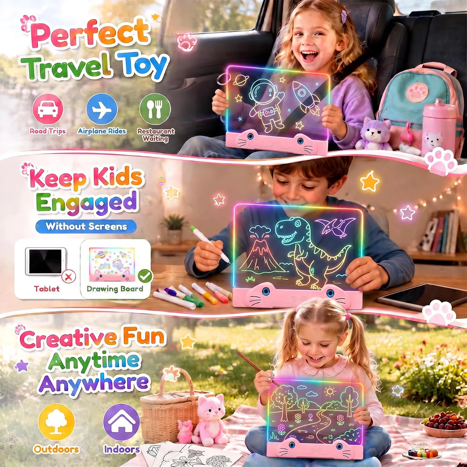 LED Drawing Board for Kids,Light Up Drawing Board,Gifts for Girls Boys Kids