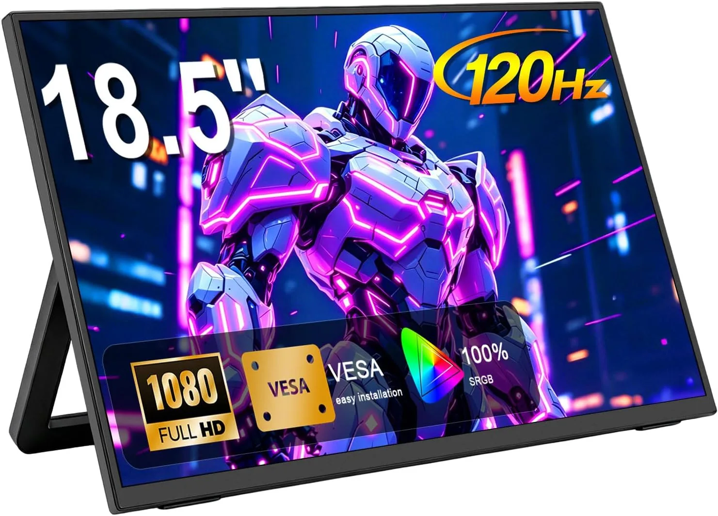 18.5" Portable Monitor, 1080P FHD 120Hz IPS HDR External Screen for Laptop