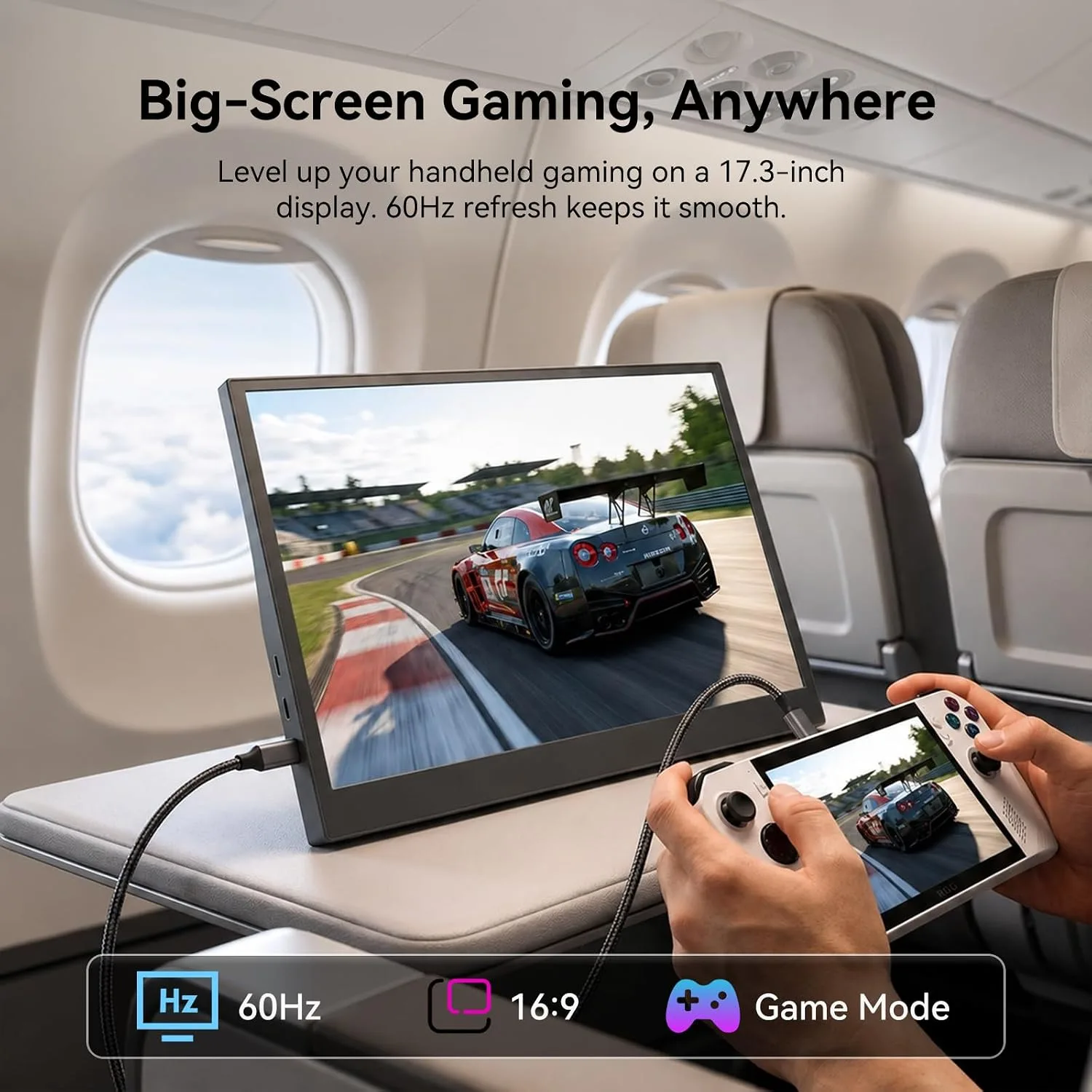 17.3 Inch Portable Monitor, USB-C HDMI Large Screen Cumputer Extender