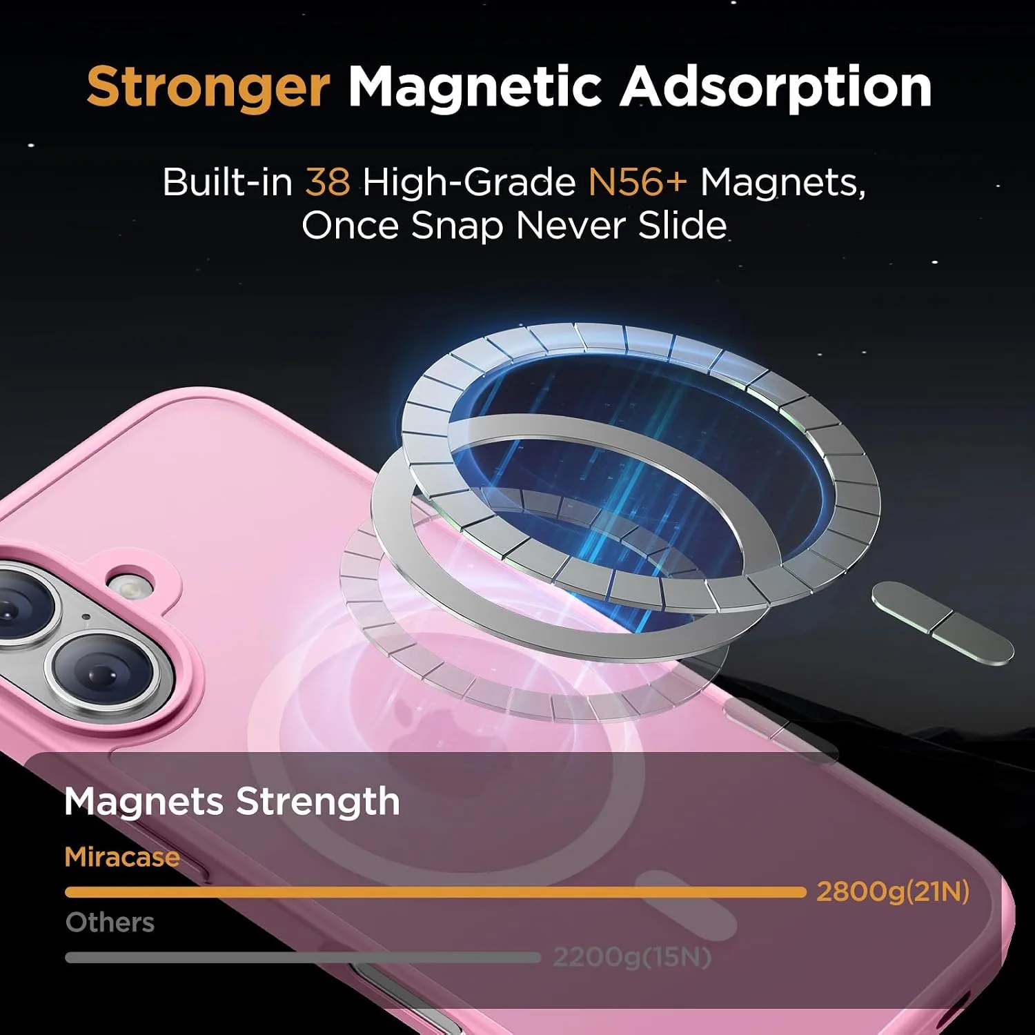 Miracase Magnetic Series for iPhone 16 Case [Compatible with MagSafe] Military-Grade Protection, Anti-Fingerprint, Slim Phone Case for iPhone 16 6.1 inch - Messy Pink