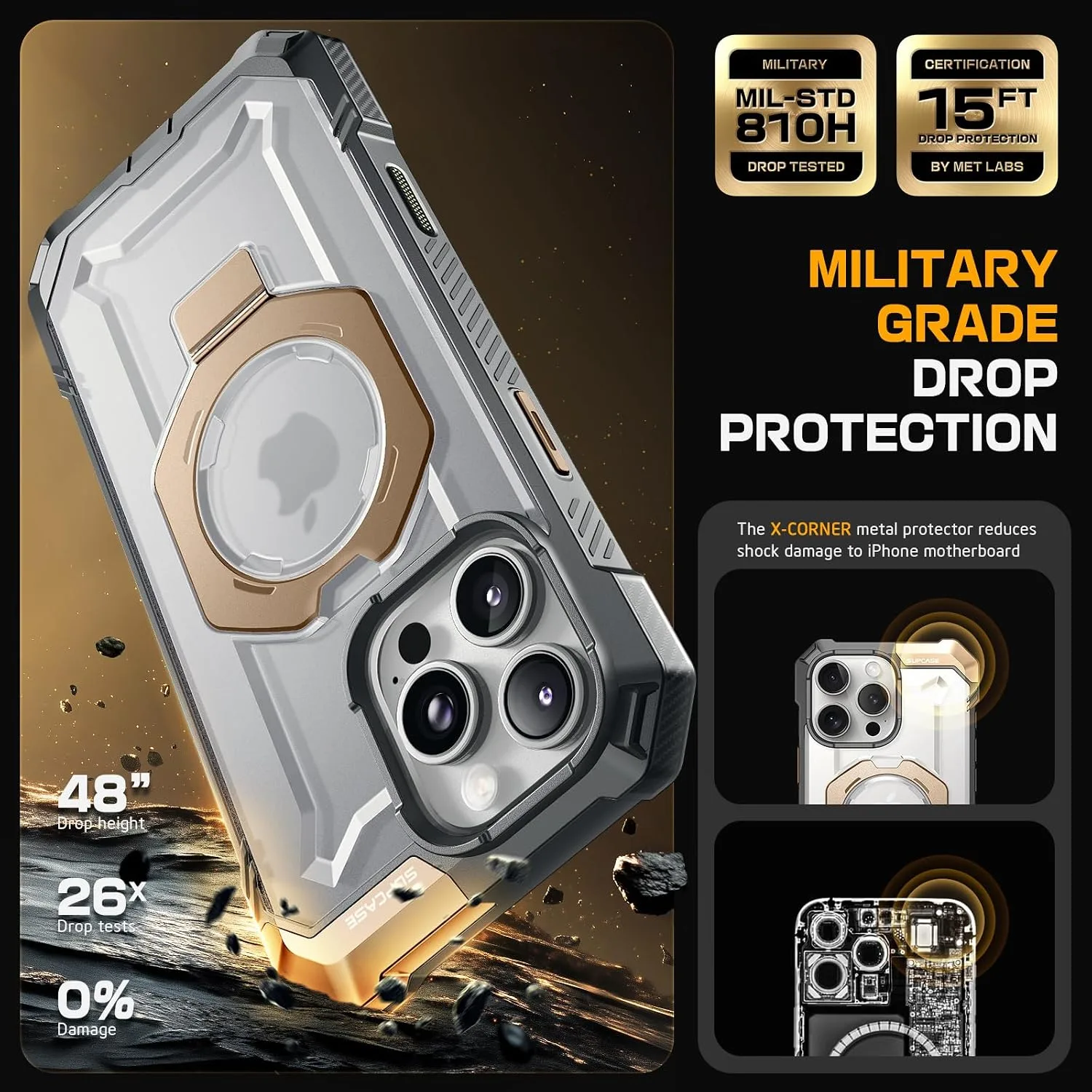 SUPCASE for iPhone 16 Pro Case with Camera Control Capture Button, Gold