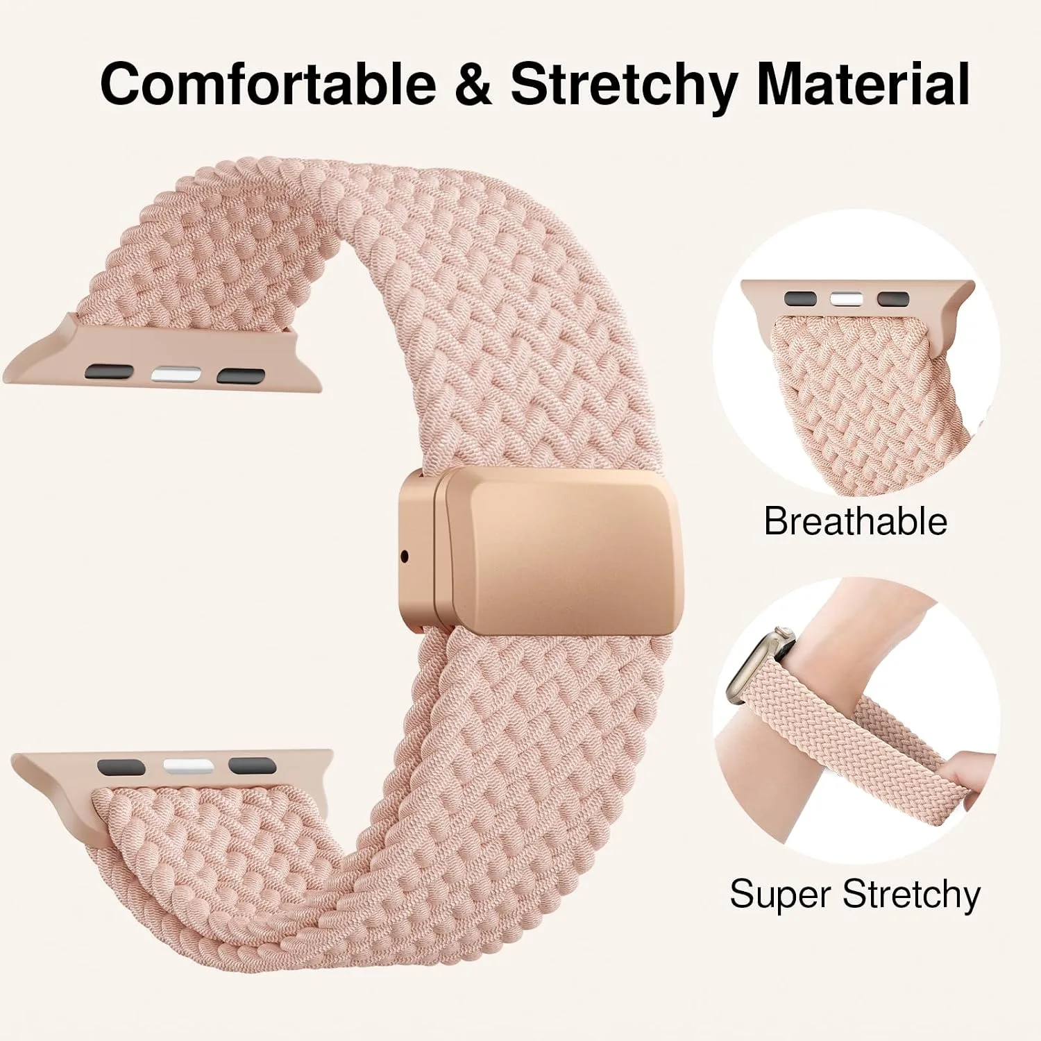 Braided Stretchy Magnetic Sport Band for Apple Watch Bands for Women Men