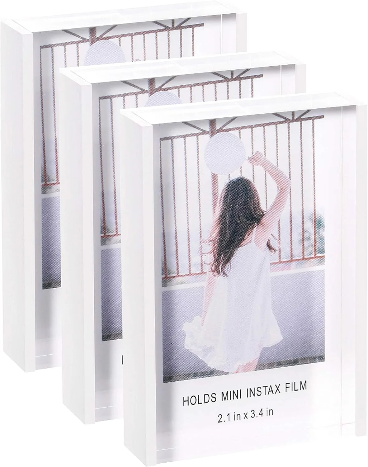 Cute Instax Mini Photo Frames, 2x3 Polaroid Picture Frames, Acrylic Desktop Small Picture Frame for Fujifilm & Polaroid Film, Mini Instant Photos Display Holder for Home, Office Decoration (3 Pack)