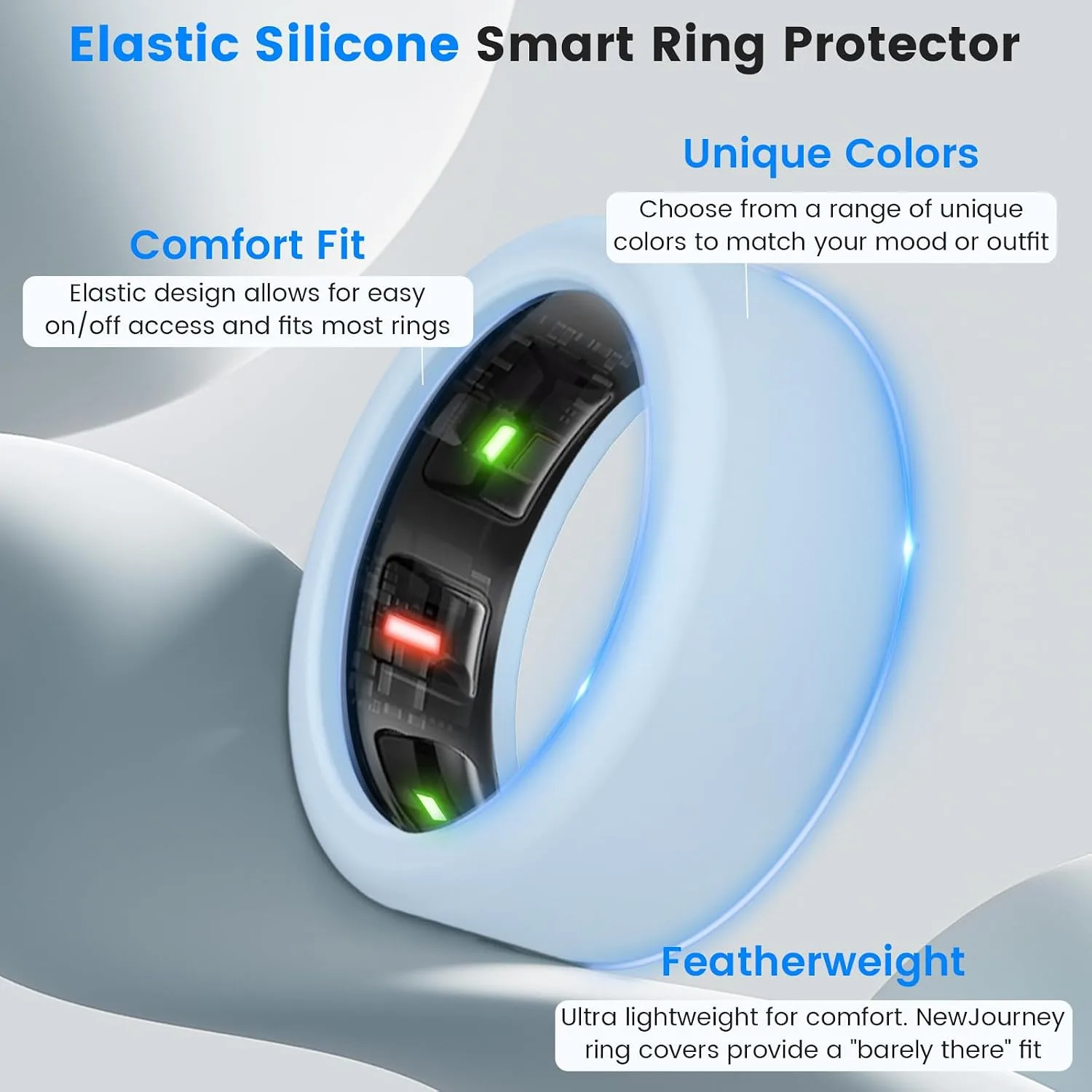 NewJourney Compatible with RingConn Gen 3 /Gen 2 /Gen 2 Air Cover, Anti-Scratch Elastic Silicone Protector for Ring Conn