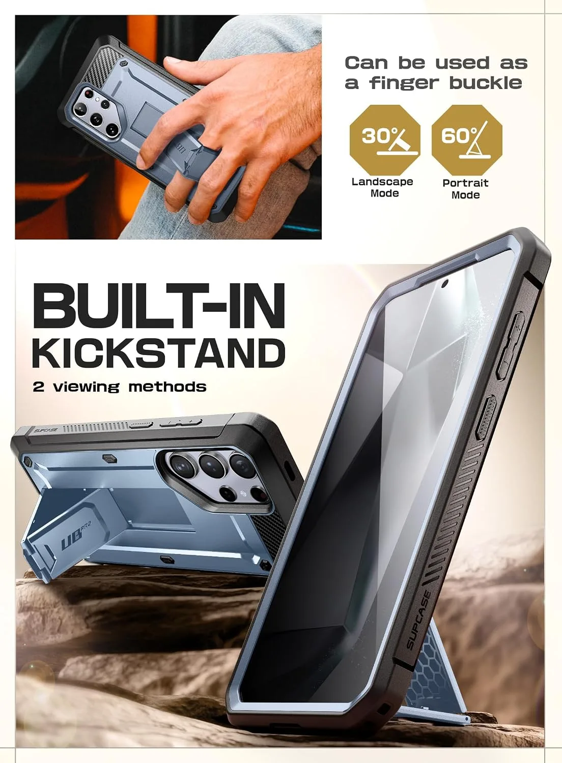 SUPCASE for Galaxy S24 Ultra Case with Built-in Screen Protector, Blue