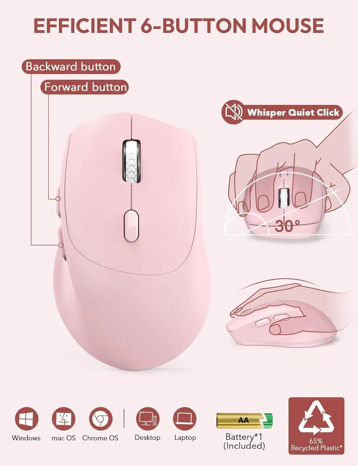 SABLUTE Wireless Keyboard and Mouse Combo, Full Size, Ergonomic Wrist Rest