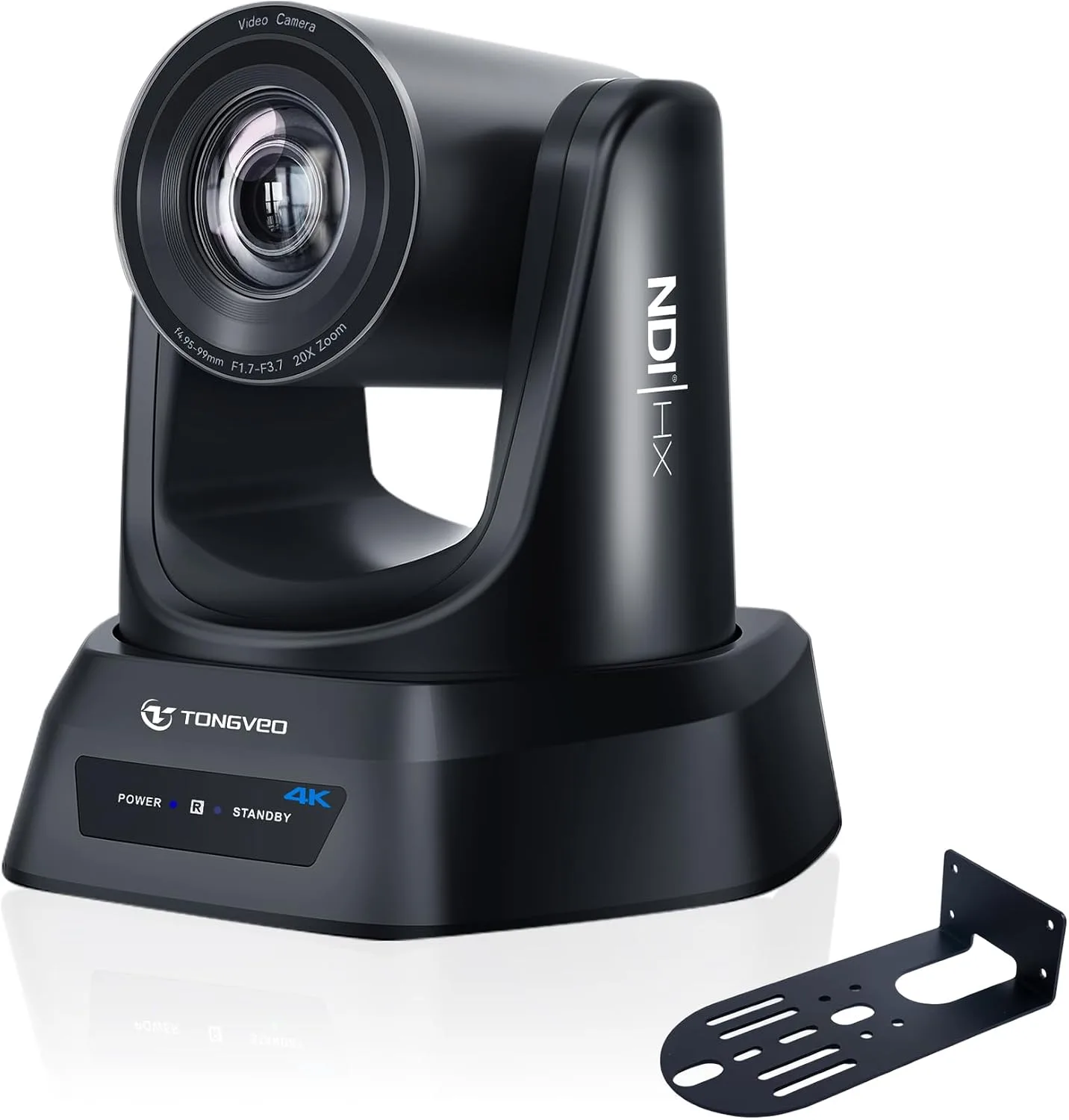 TONGVEO 4K NDI PTZ Camera AI Auto-Tracking 20X Optical Zoom HDMI IP Live Streaming SDI USB3.0 PoE LAN Supports for Church Worship Event Video Conference YouTube OBS vMix Zoom Teams and More