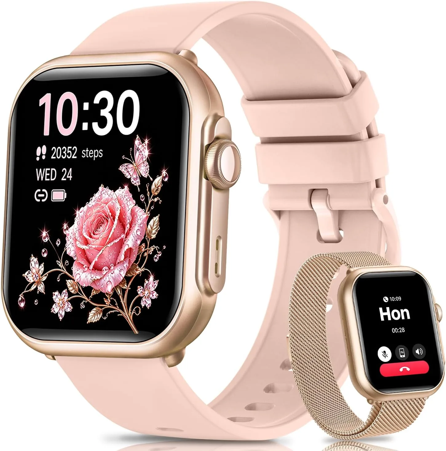 Smart Watch for Women,Fitness Smartwatch,Fitness Watch Tracker with 2 Bands