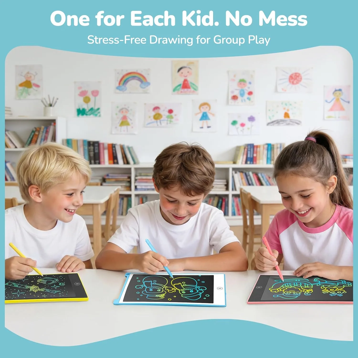 TECJOE 4 Pack LCD Writing Tablet for Kids, 8.5 Inch Toddlers Drawing Tablet