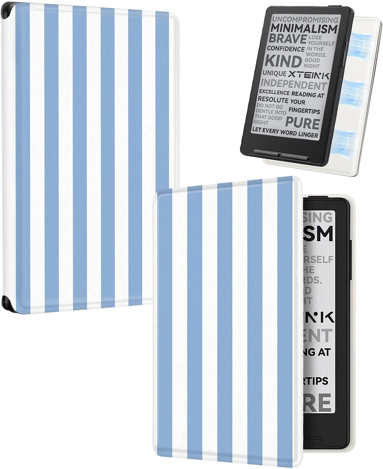CoBak Magnetic Case for XTEINK X3 eBook Reader, 3.7" Ultra-Lightweight PU Leather Cover(Blue & White)