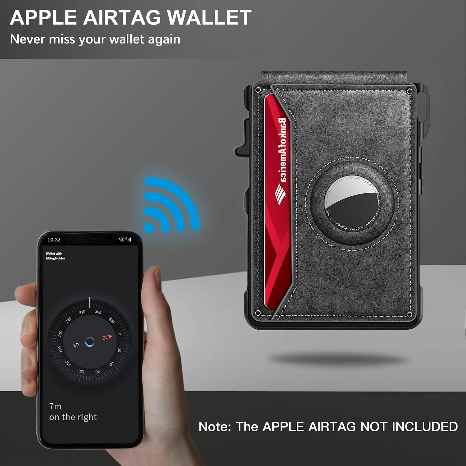 Airtag Wallet for Men Smart Wallet for Air Tag RFID Blocking Minimalist