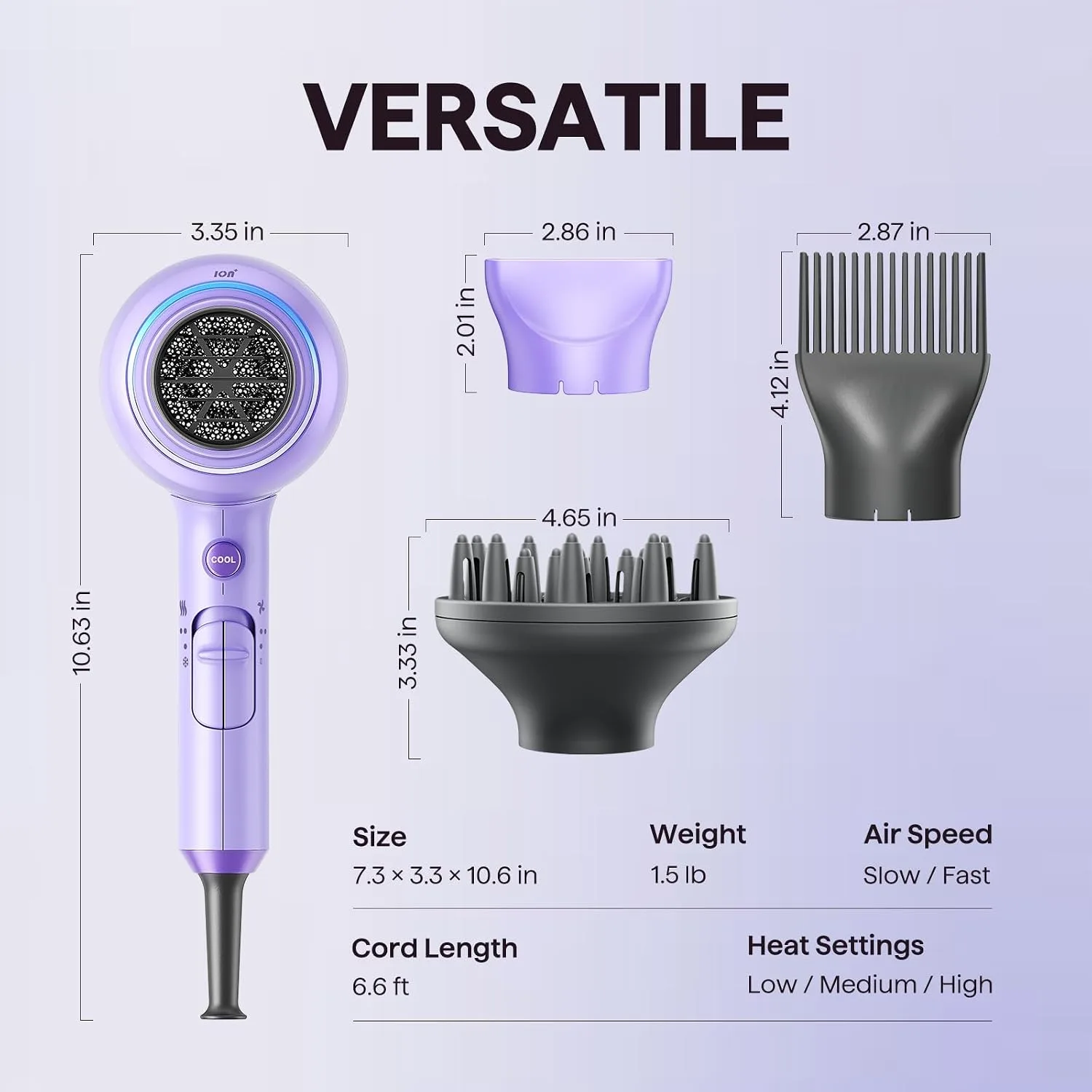 Wavytalk Blown Away Ionic Hair Dryer with Diffuser for Curly Hair