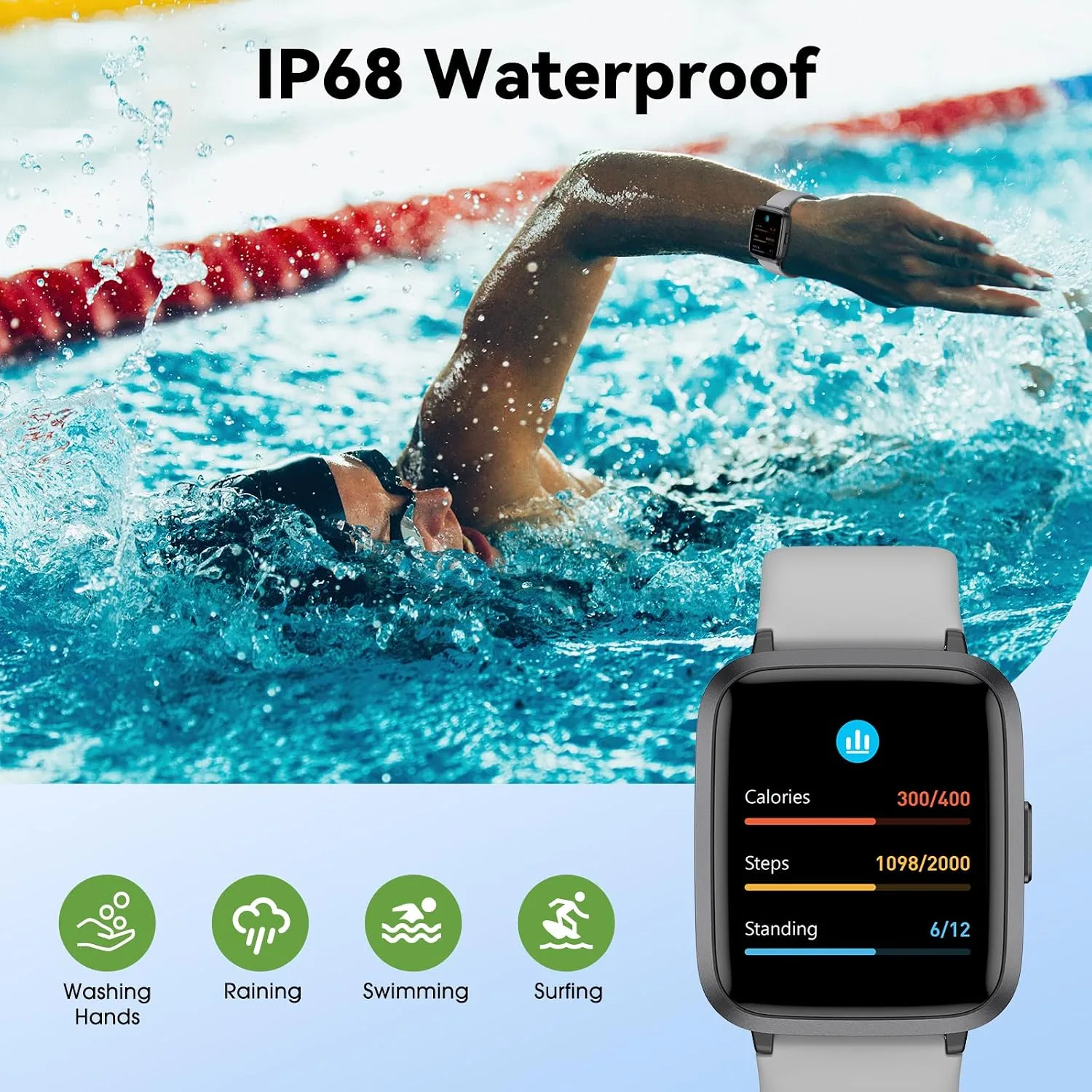 Fitness Tracker Watch with Heart Rate, No App No Phone Required, Pedometer