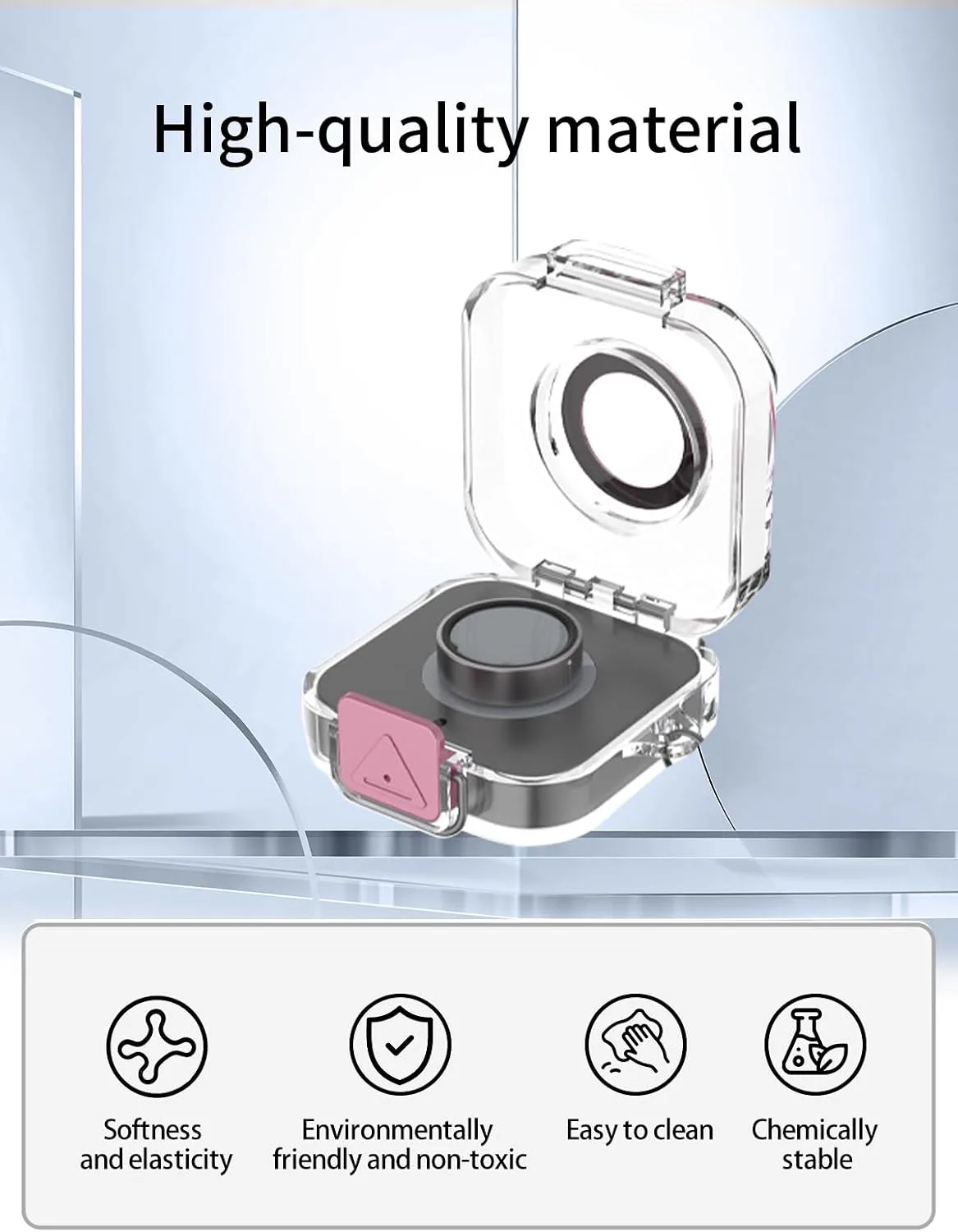 Compatible with Oura Ring 4 Charger,Full Body Shockproof Protective Integrated Switch Protective Cover，with Lanyard,Pink