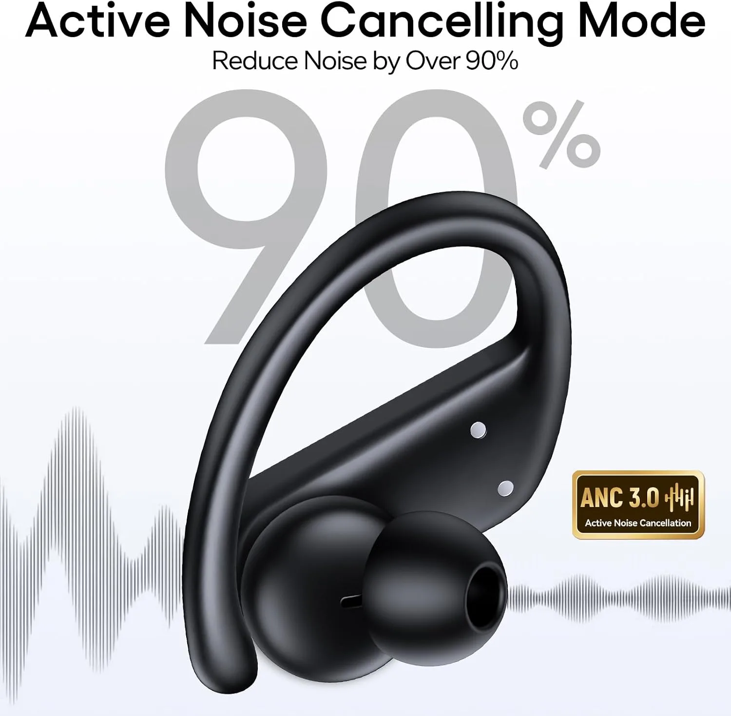 TAGRY Hybrid Active Noise Cancelling Wireless Ear Buds 80 Hrs Playtime Hi-Res Stereo Quality Bluetooth Earbuds with Transparency Mode Headphones Bluetooth Earhooks ANC Earphones for Work