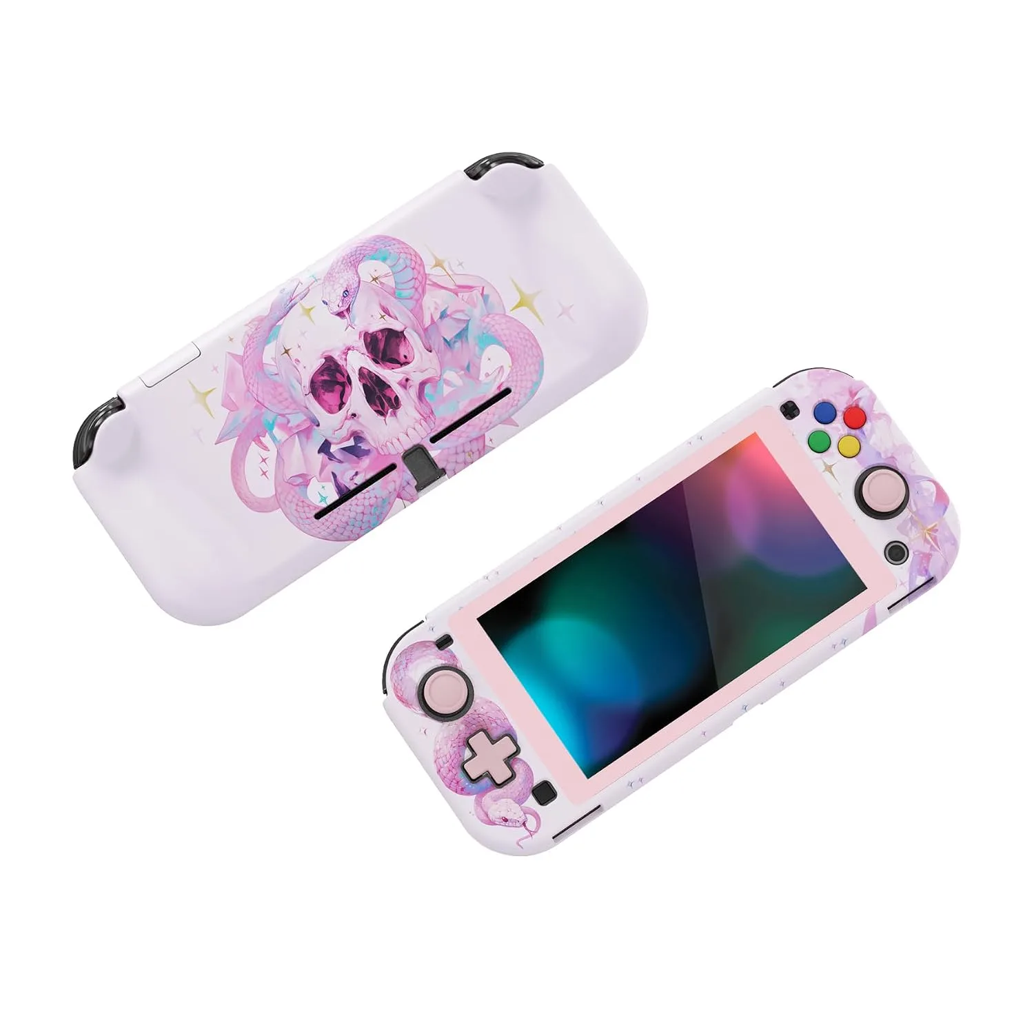 PlayVital ZealProtect Protective Case for Nintendo Switch Lite, Hard Shell Ergonomic Grip Cover for Nintendo Switch Lite w/Screen Protector & Thumb Grips & Button Caps - Celestial Serpent's Embrace