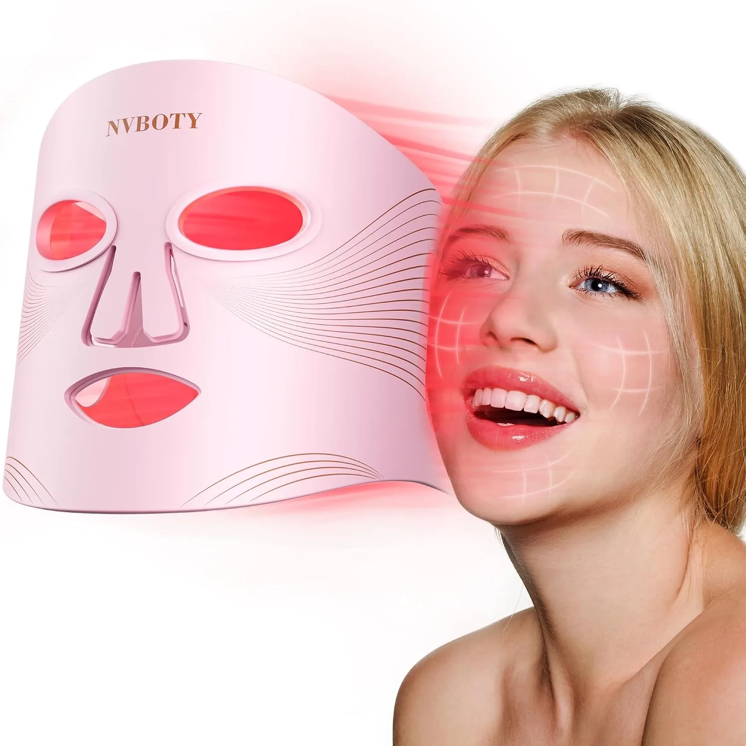 NVBOTY Red Light Therapy for Face, 4 Modes, 2000mAh Remote, 100 * 4 LEDs