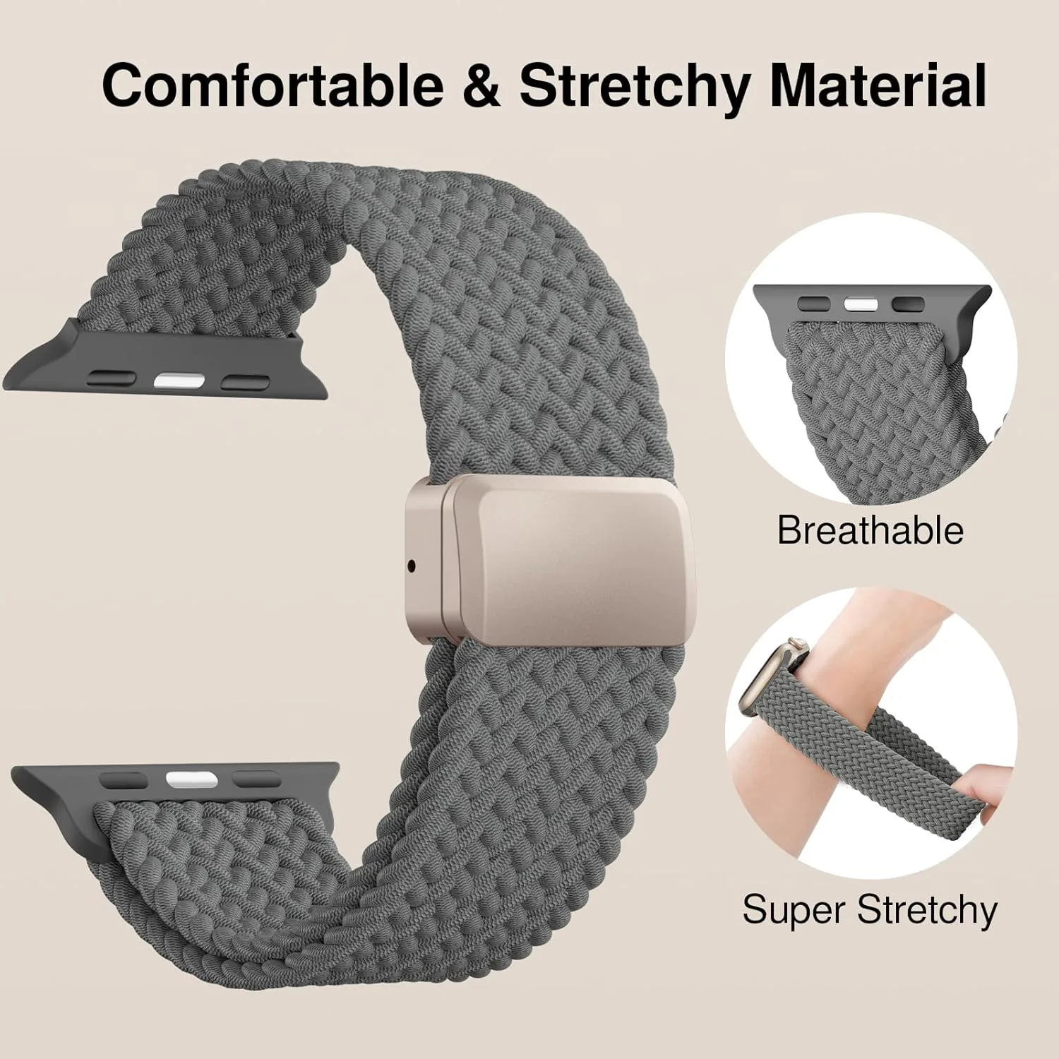 Braided Stretchy Magnetic Sport Band for Apple Watch Bands for Women Men