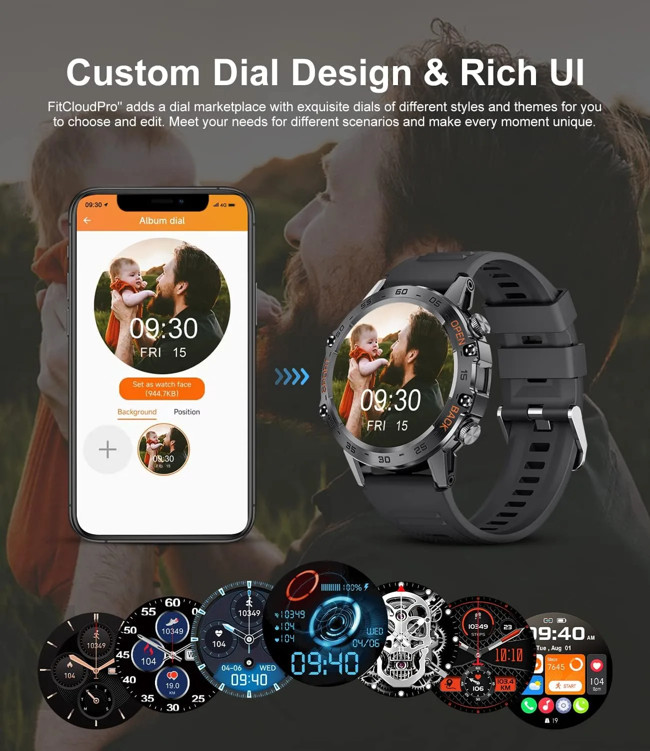 SUNKTA Smart Watch for Men Bluetooth Calls with,1.39''HD Touch Screen Tactical Smartwatch for Android and iPhone,5ATM Waterproof Fitness Watch with Blood Pressure/Heart Rate Monitor BlackSilicone
