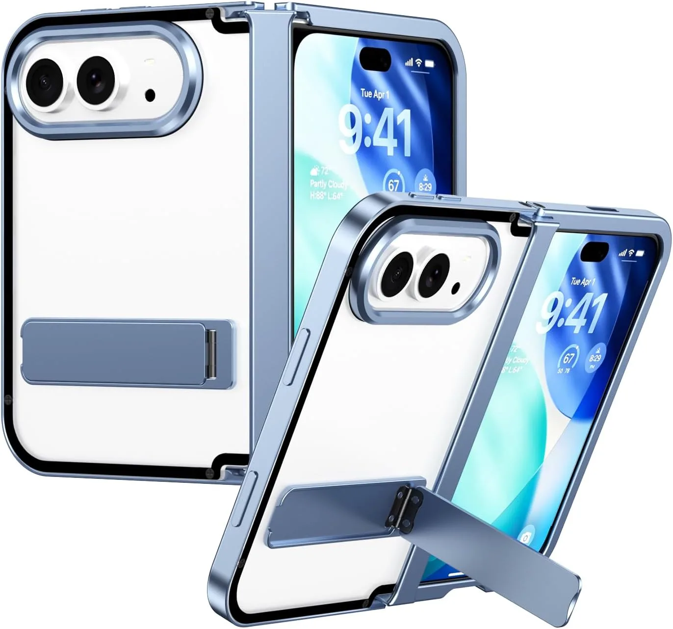 JIAONASHlJlA Aluminum Metal Case for iPhone Duo-Kickstand Hinge Guard-Blue