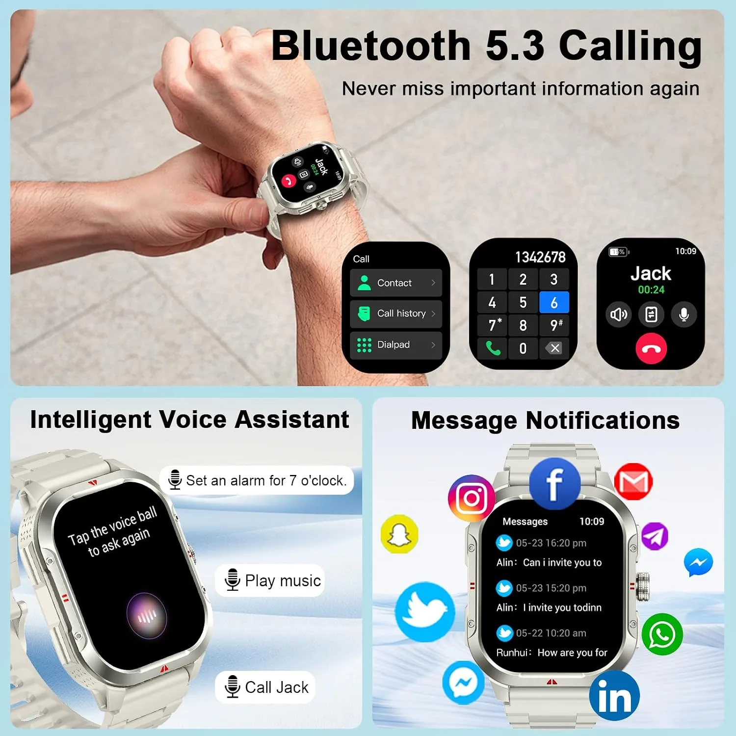 Smart Watch for Men Android/iPhone, 2.06" HD Anti-impact Touchscreen GPS Smartwatch with Heart Rate/SpO2/Sleep/Monitor, Answer/Make Call/Notifications, Fitness Watch IP68 Waterproof, 100+ Sport Mode