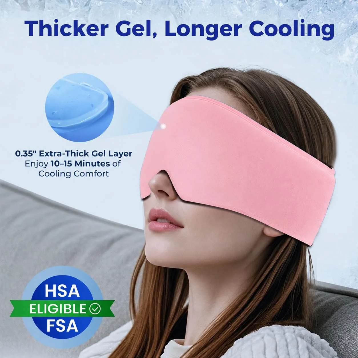 2 Pack Cooling Gel Eye Mask for Puffy Eyes, Migraine Relief, FSA Eligible