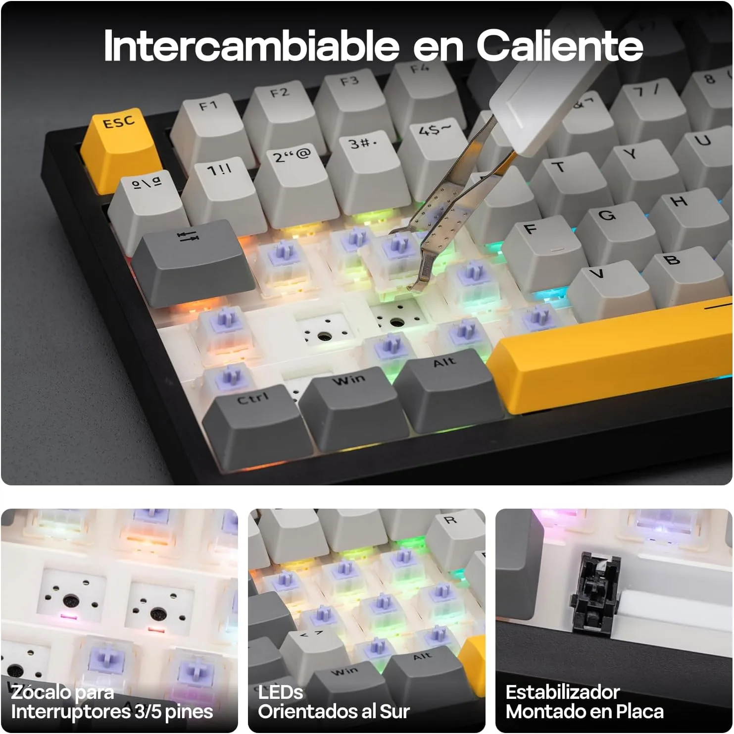 EPOMAKER Ajazz AK820 PRO Teclado Mecánico Inalámbrico con Perilla
