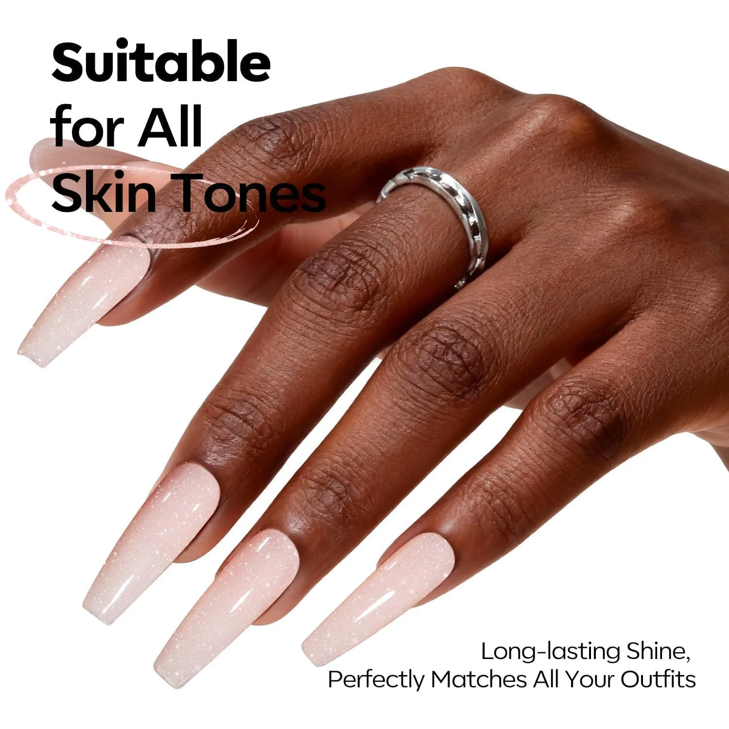 modelones Nude Pink Glitter Gel Nail Polish