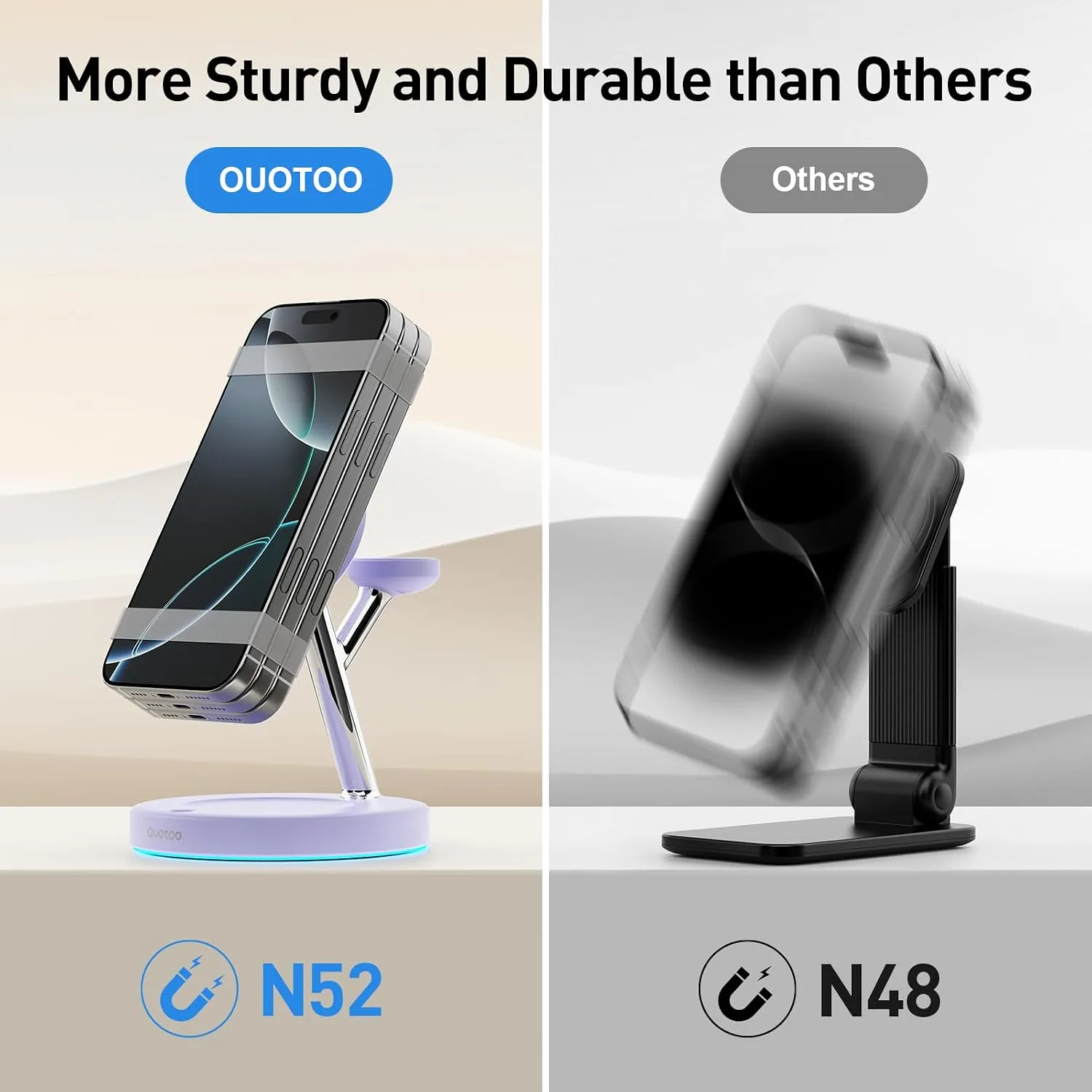 【Adjustable Blue Ambient Light】 Wireless Charger 3 in 1 for iPhone, Magnetic Charging Station for Apple Family,15W Fast MagSafe Charger Stand,for iPhone17-12-iWatch AirPods Series
