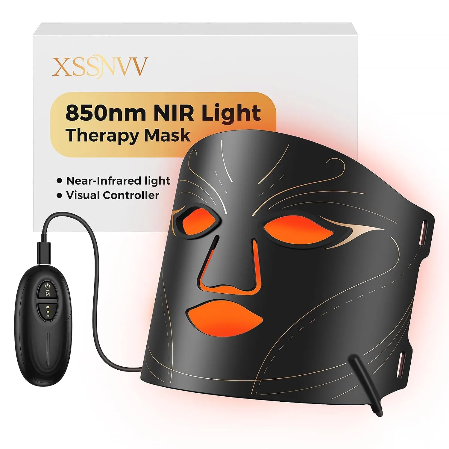 Red Light Therapy Mask for Face, 850nm NIR, Red & Blue LED Light