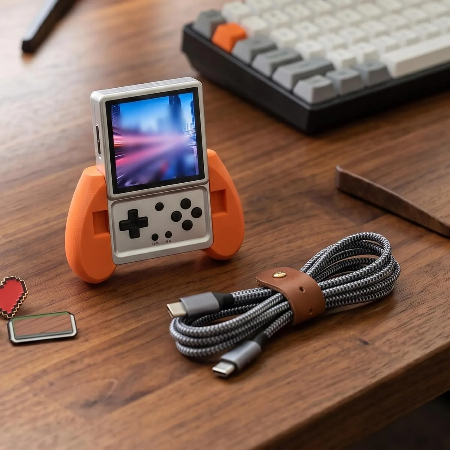 Ergonomic Grip for Anbernic RG Rotate Handheld Console，Orange
