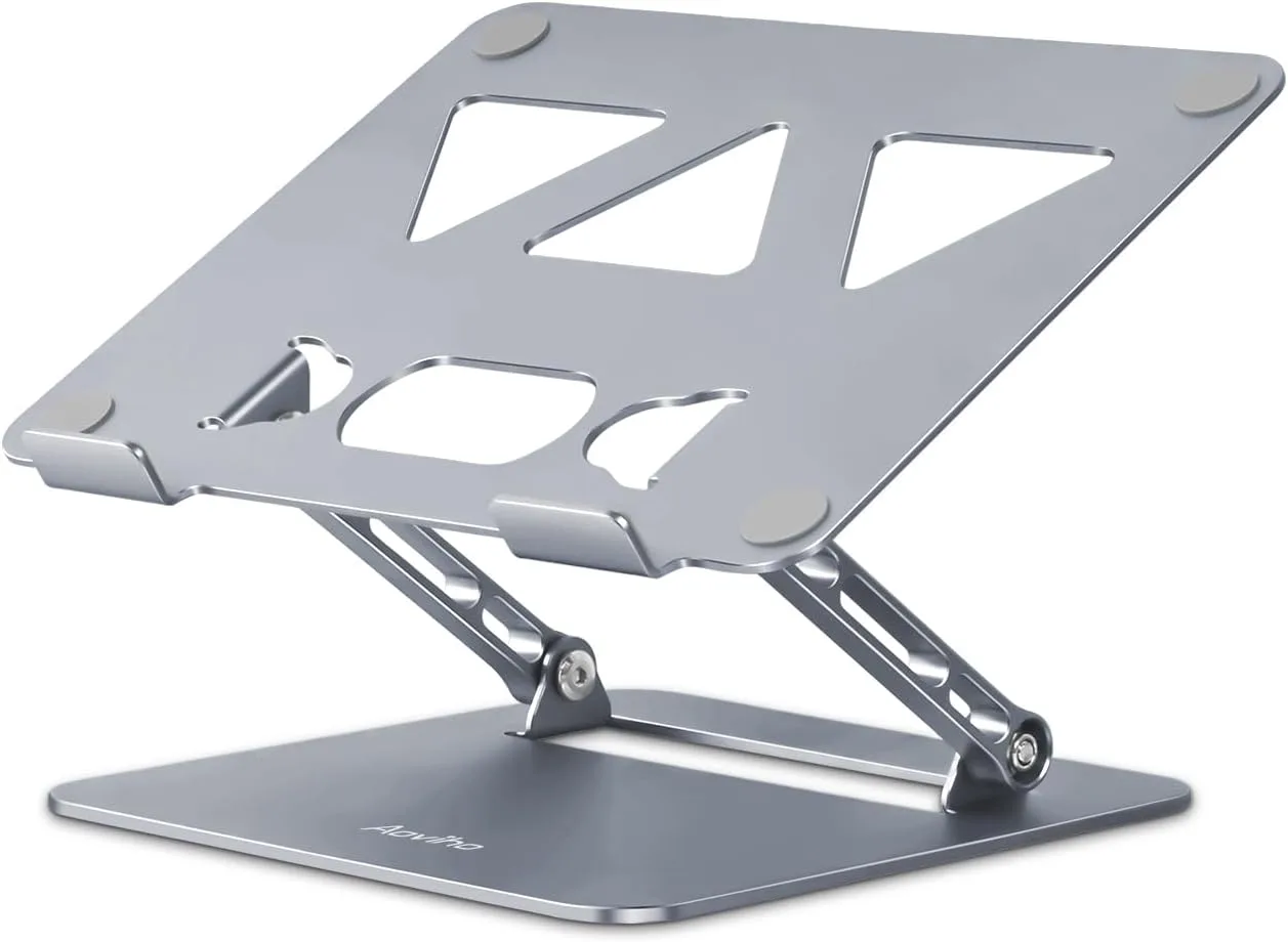 Aoviho Adjustable Laptop Stand for Desk,Portable Laptop Stand Holder and Riser,Foldable Aluminum Notebook Computer Stands for MacBook Air Pro HP Lenovo Dell Samsung Chromebook, 10-15.6 inch, Grey