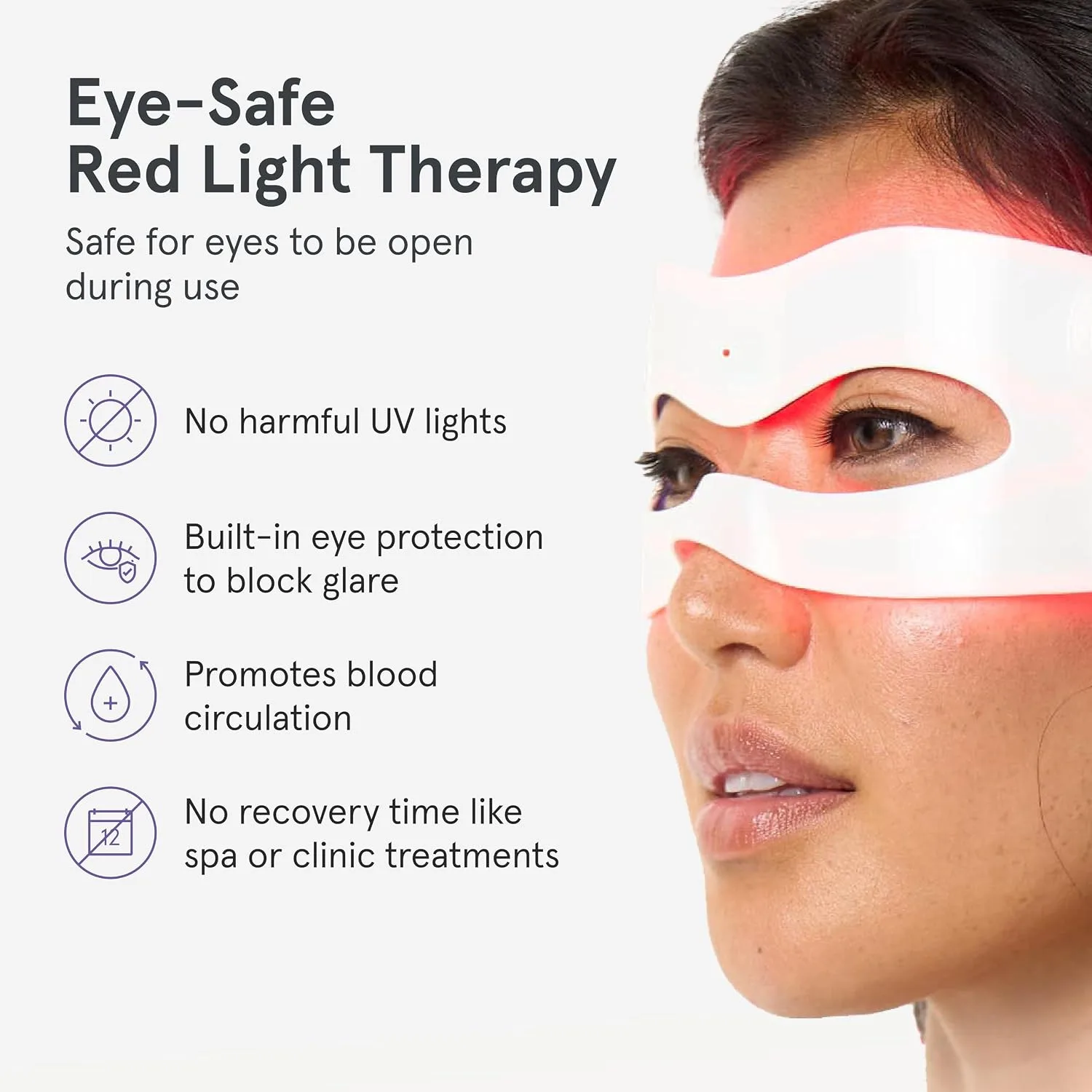 iRestore Red Light Therapy for Eyes – 180 LEDs Eye Mask with Infrared Light for Under-Eye Wrinkles, Forehead Lines, 11's, Crow’s Feet, Dark Circles
