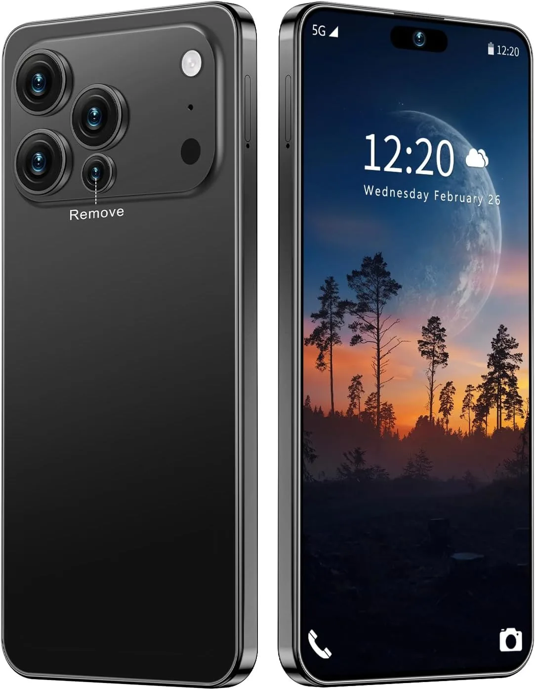 Huness 17 PM Smartphone Unlocked Cell Phone,6.99" HD Screen Unlocked Phone,16+512GB Android 15 Battery 7000mAh,Face ID/Dual SIM/5G/Fingerprint Button Unlock/Photos/GPS (Black)
