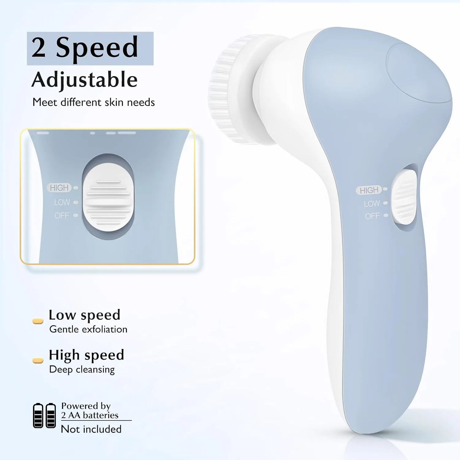 COSLUS Facial Cleansing Brush Face Scrubber, Standard Set, Blue