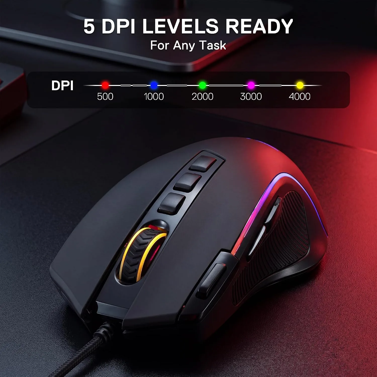 Redragon CB201 Gaming Keyboard & Mouse Combo, 61 Keys K617 Wired RGB Gaming Keyboard and 8000 DPI Wired M612 Gaming Mouse Bundle, Black